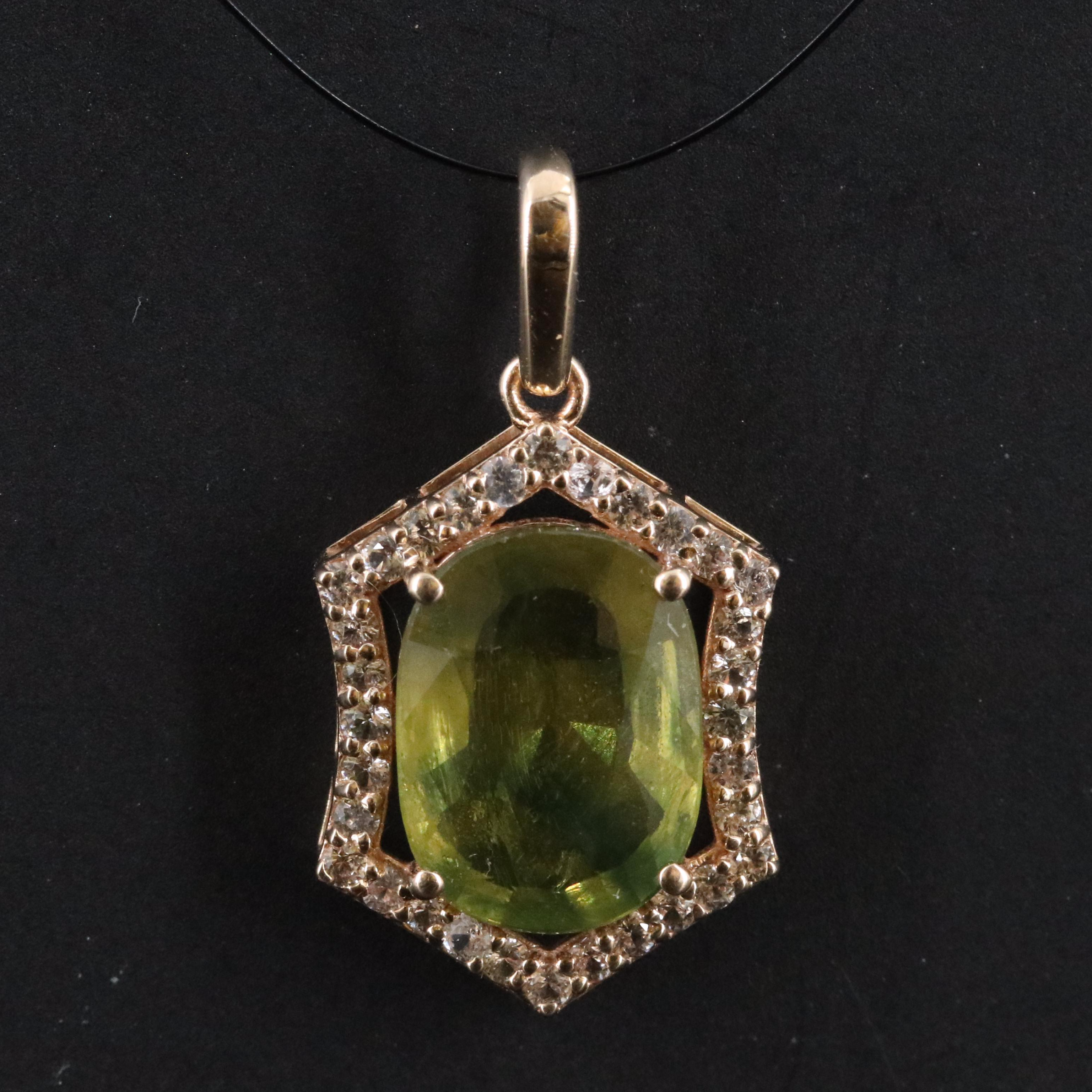 14K Sapphire and White Sapphire Pendant