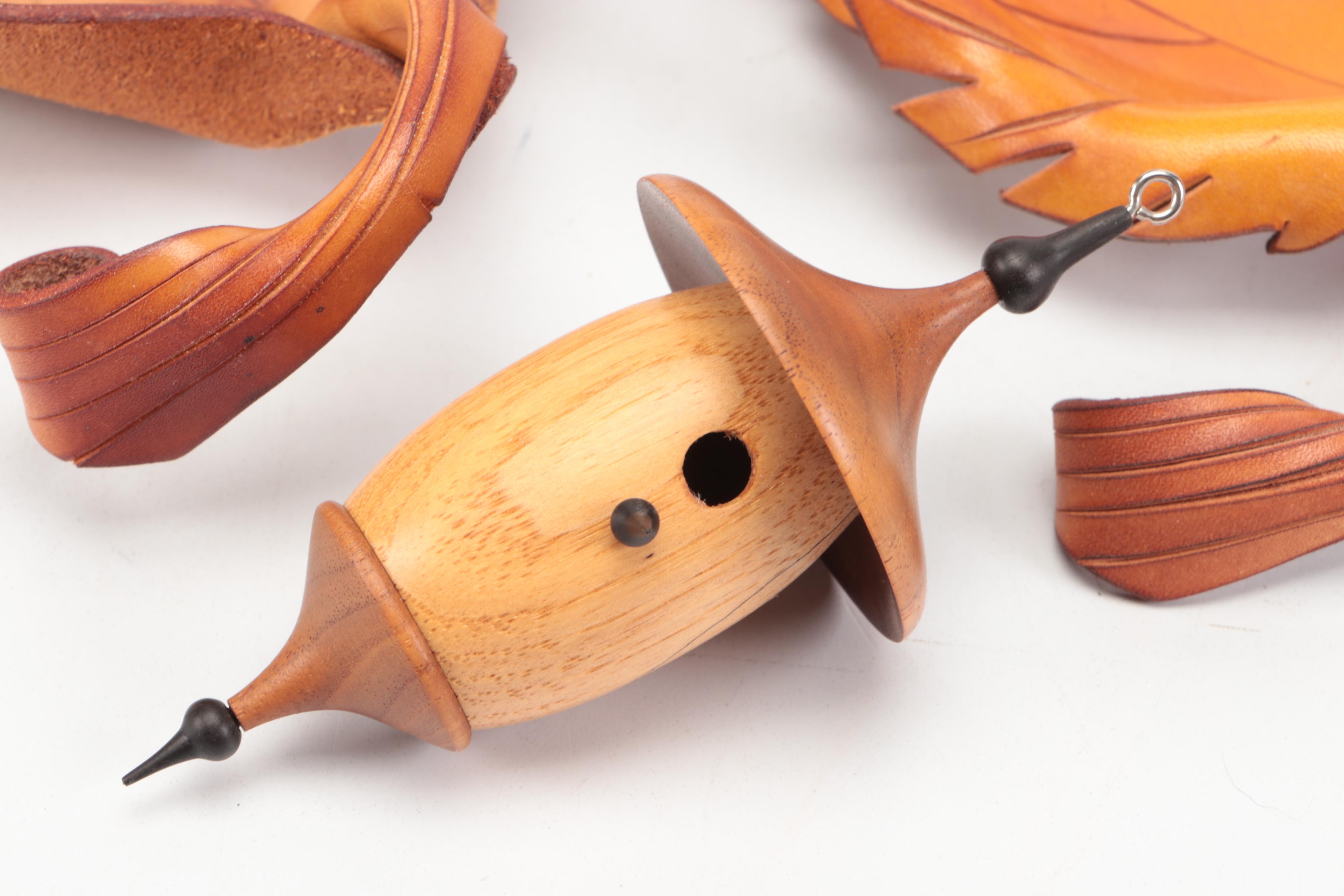 Autumn Leaves Leather Wall Décor with Other Glass and Wood Figures