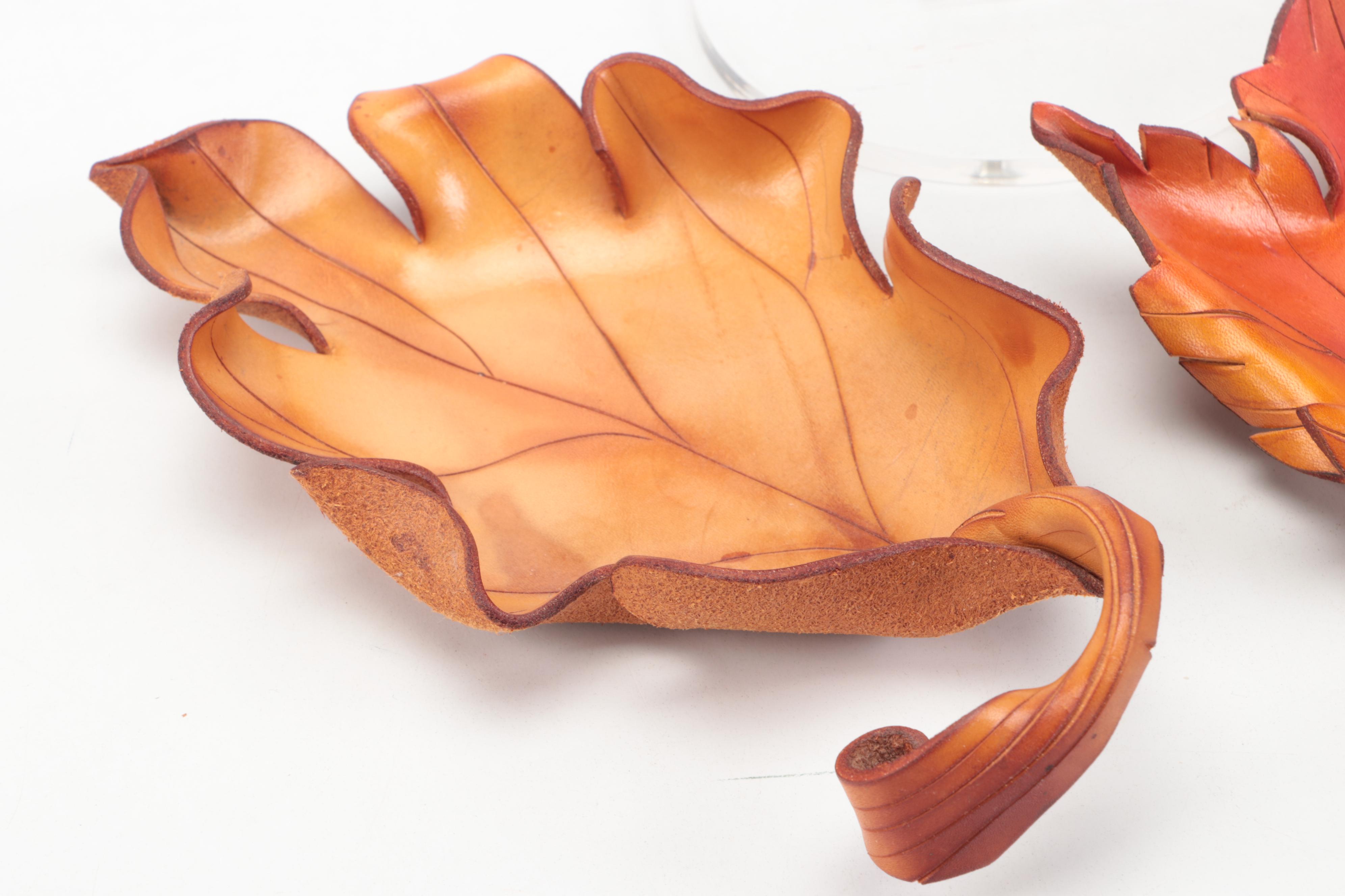 Autumn Leaves Leather Wall Décor with Other Glass and Wood Figures