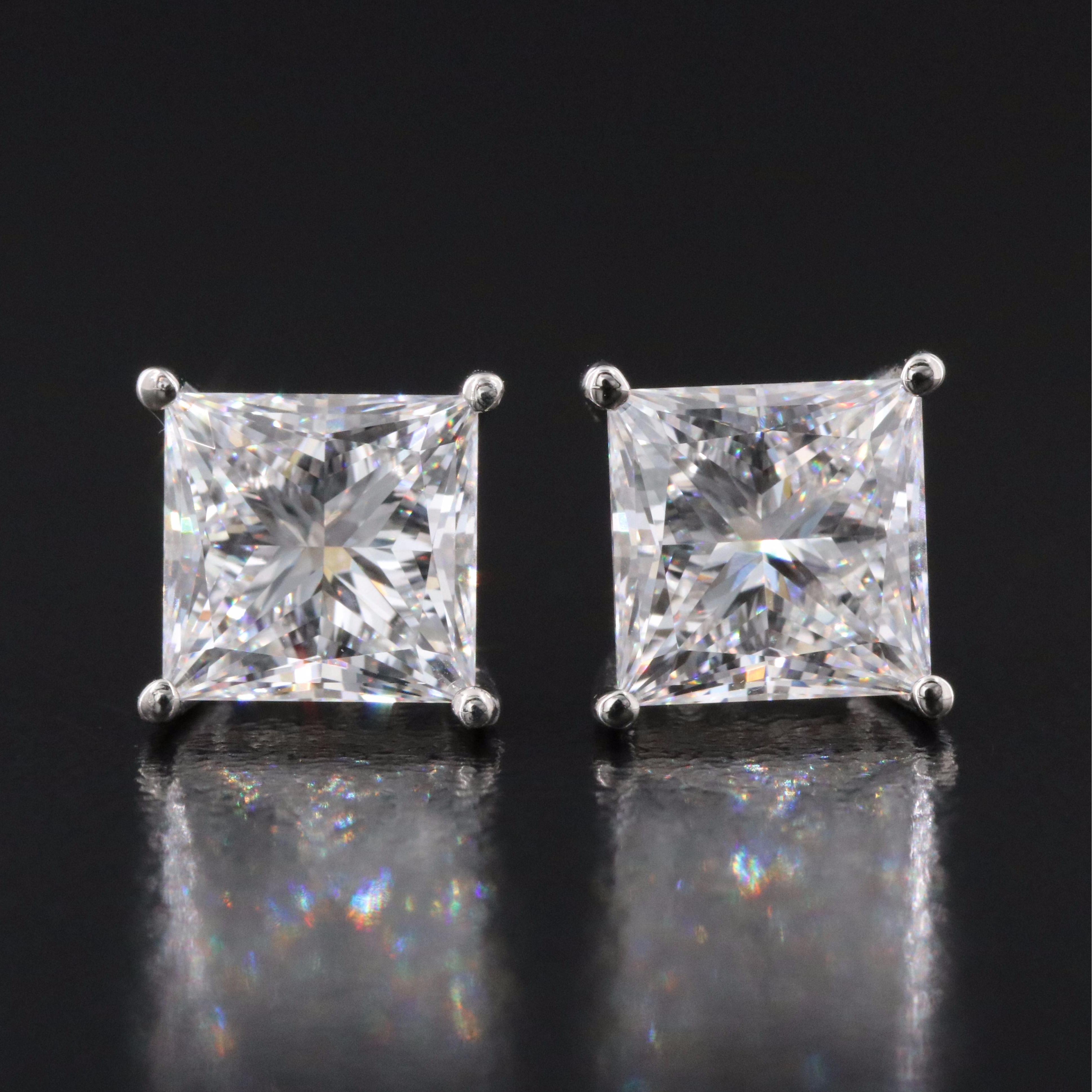 Platinum 4.45 CTW Lab Grown Diamond Stud Earrings with IGI Report