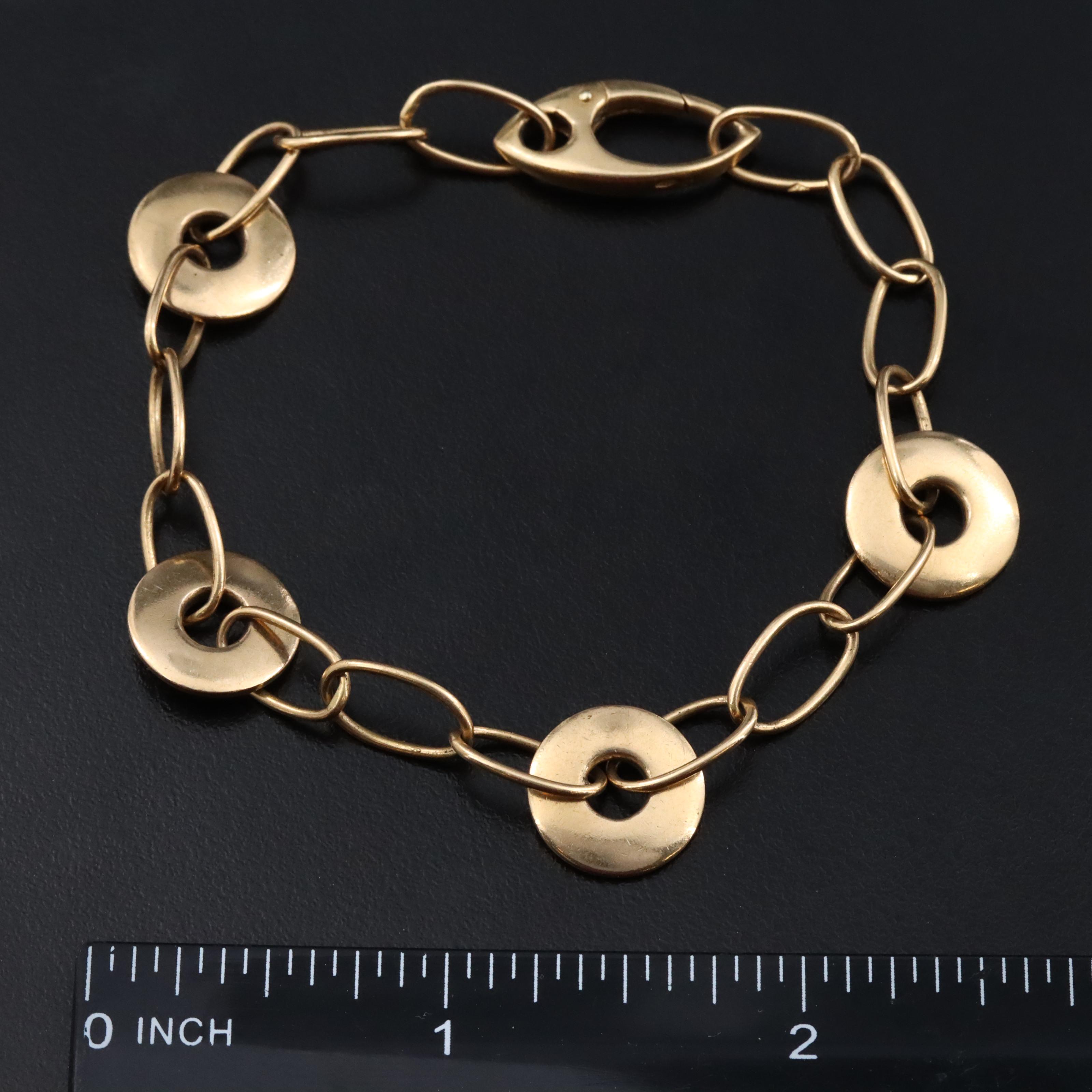 18K Cable and Circle Link Station Bracelet