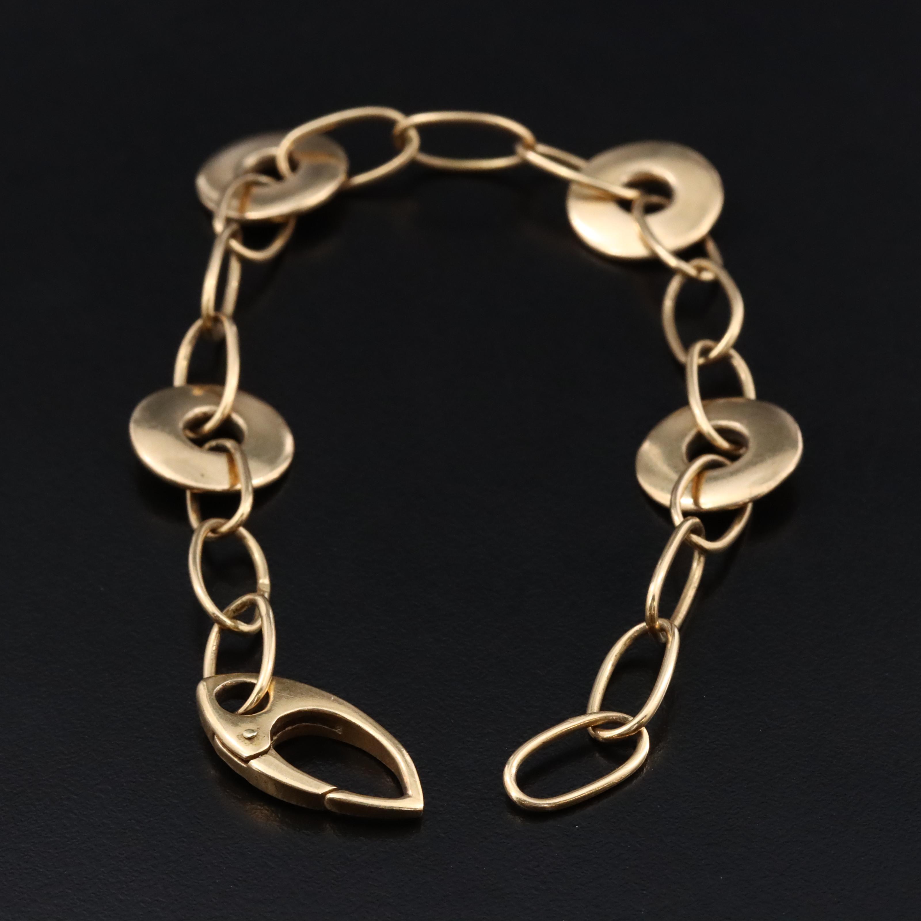 18K Cable and Circle Link Station Bracelet