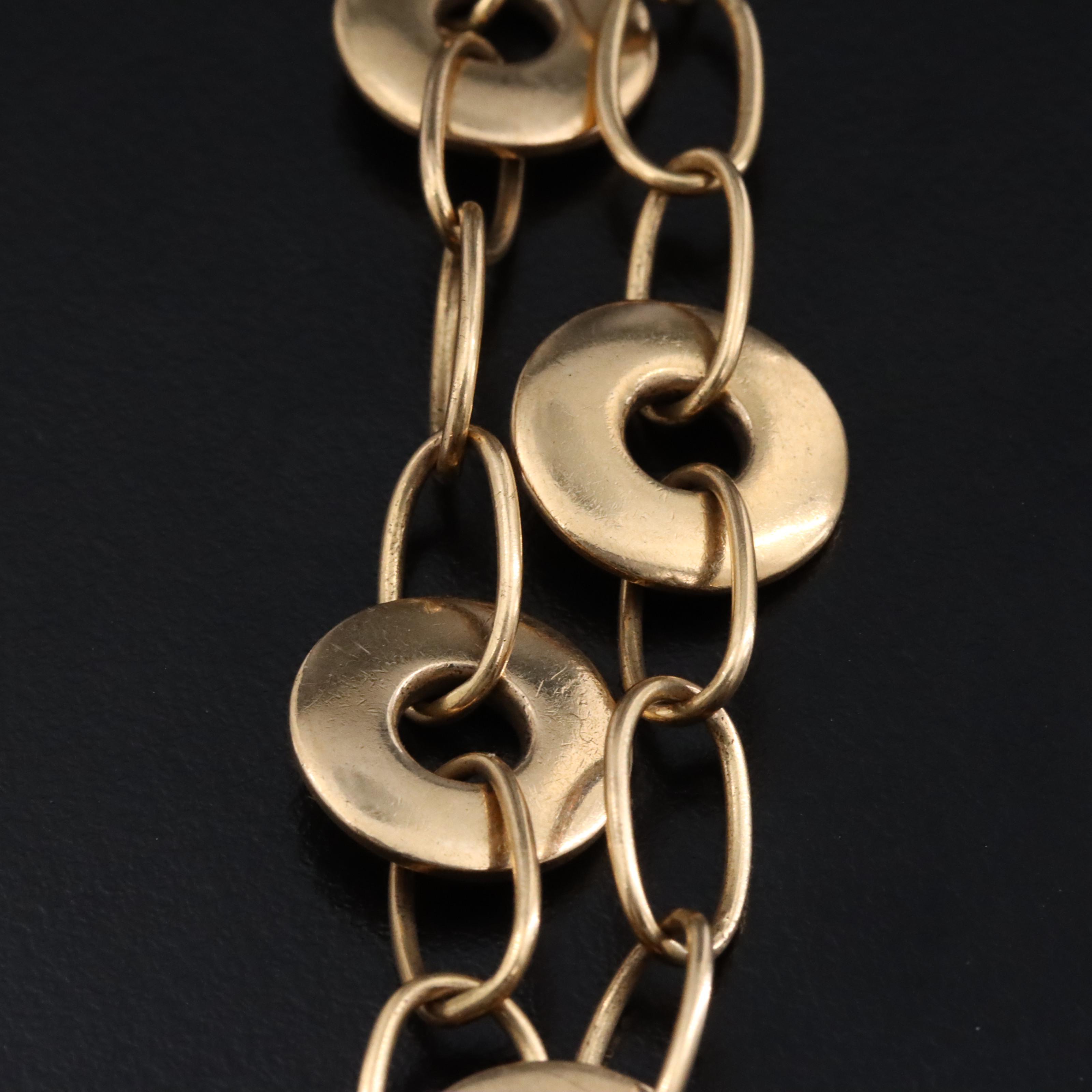 18K Cable and Circle Link Station Bracelet