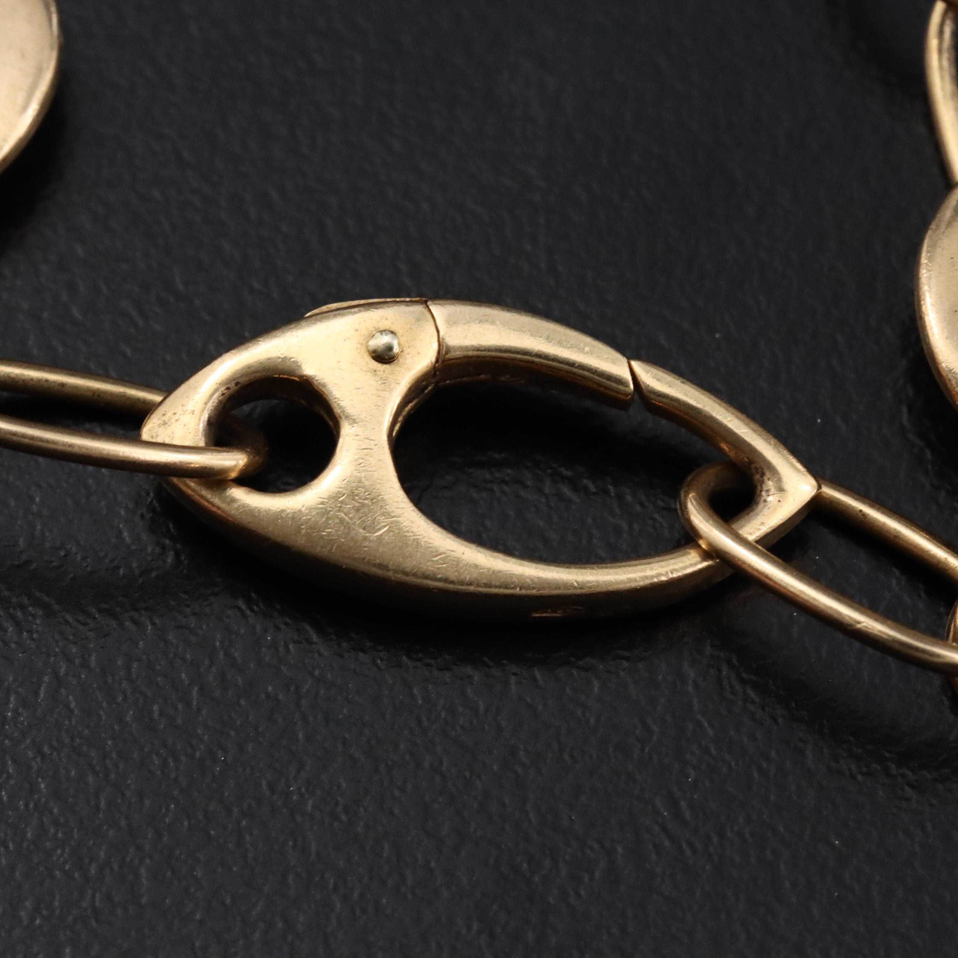 18K Cable and Circle Link Station Bracelet