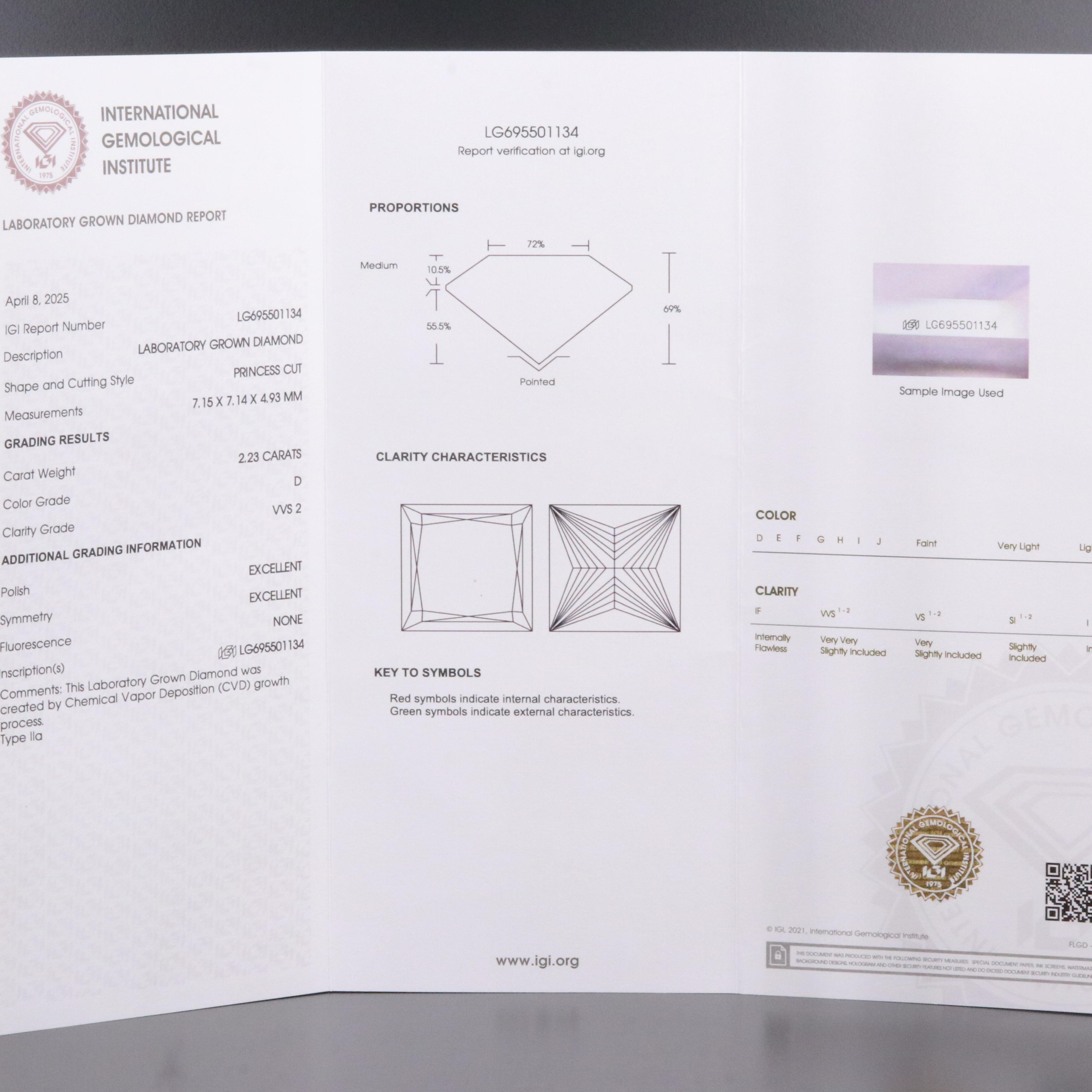 Platinum 4.45 CTW Lab Grown Diamond Stud Earrings with IGI Report