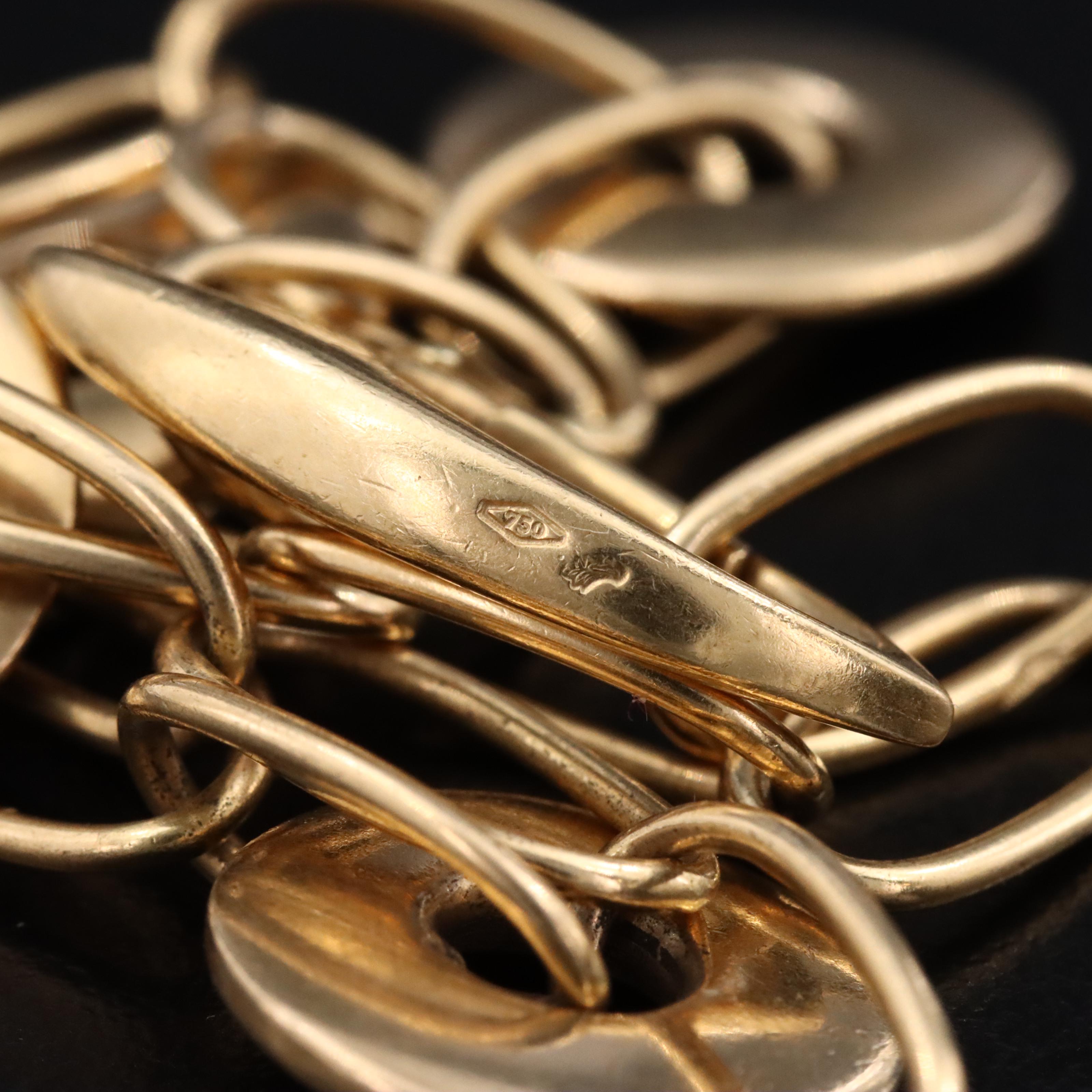 18K Cable and Circle Link Station Bracelet