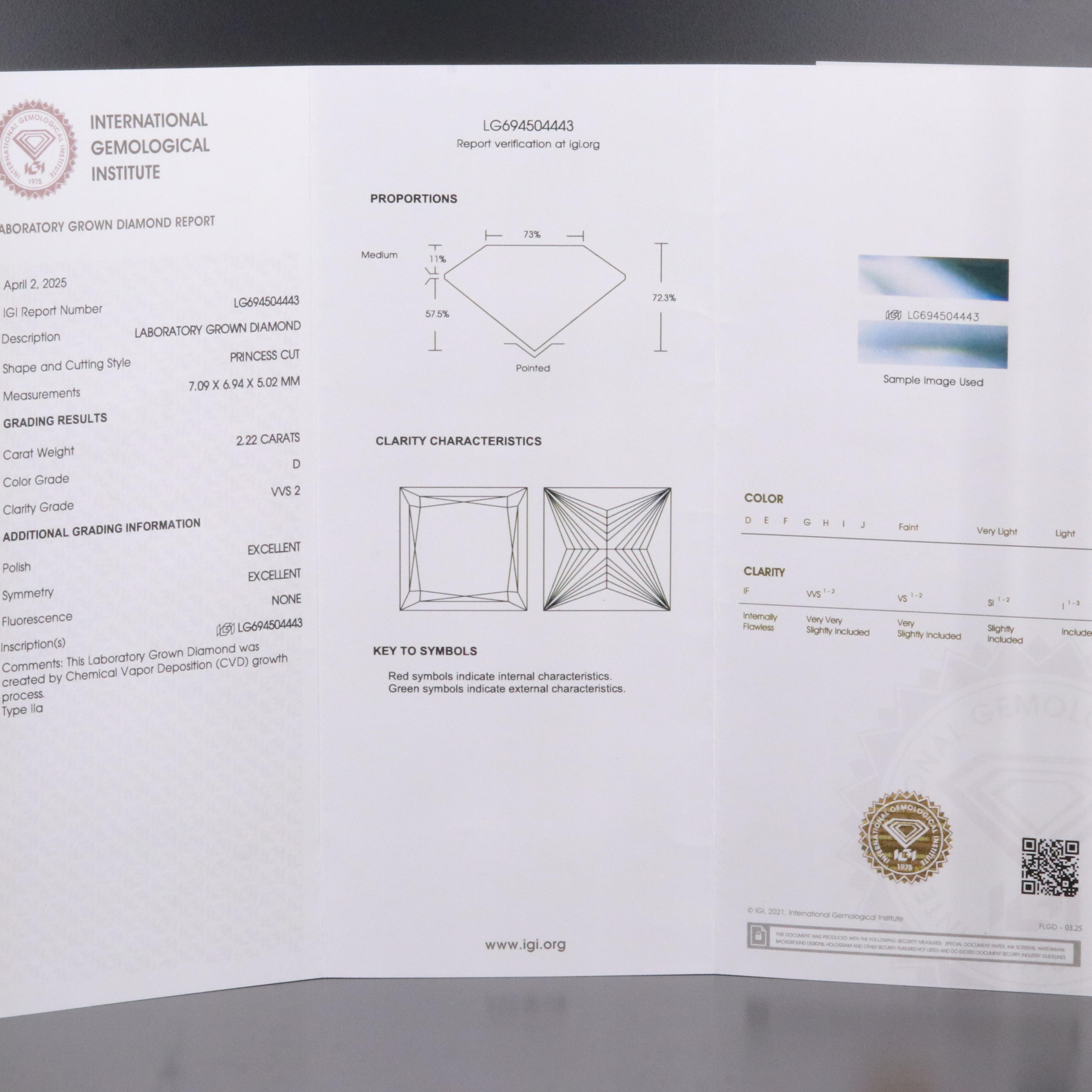 Platinum 4.45 CTW Lab Grown Diamond Stud Earrings with IGI Report