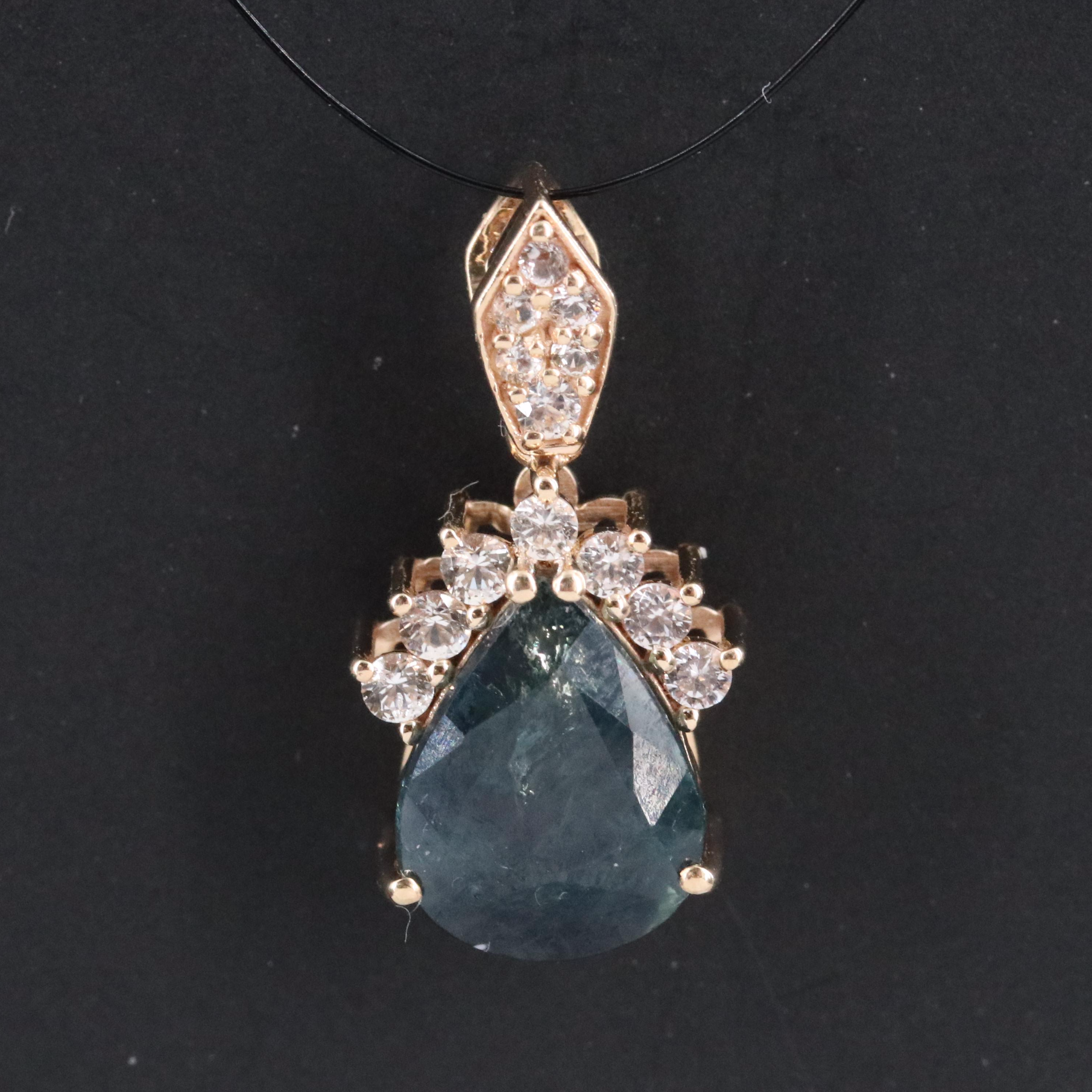 14K Sapphire and White Sapphire Pendant