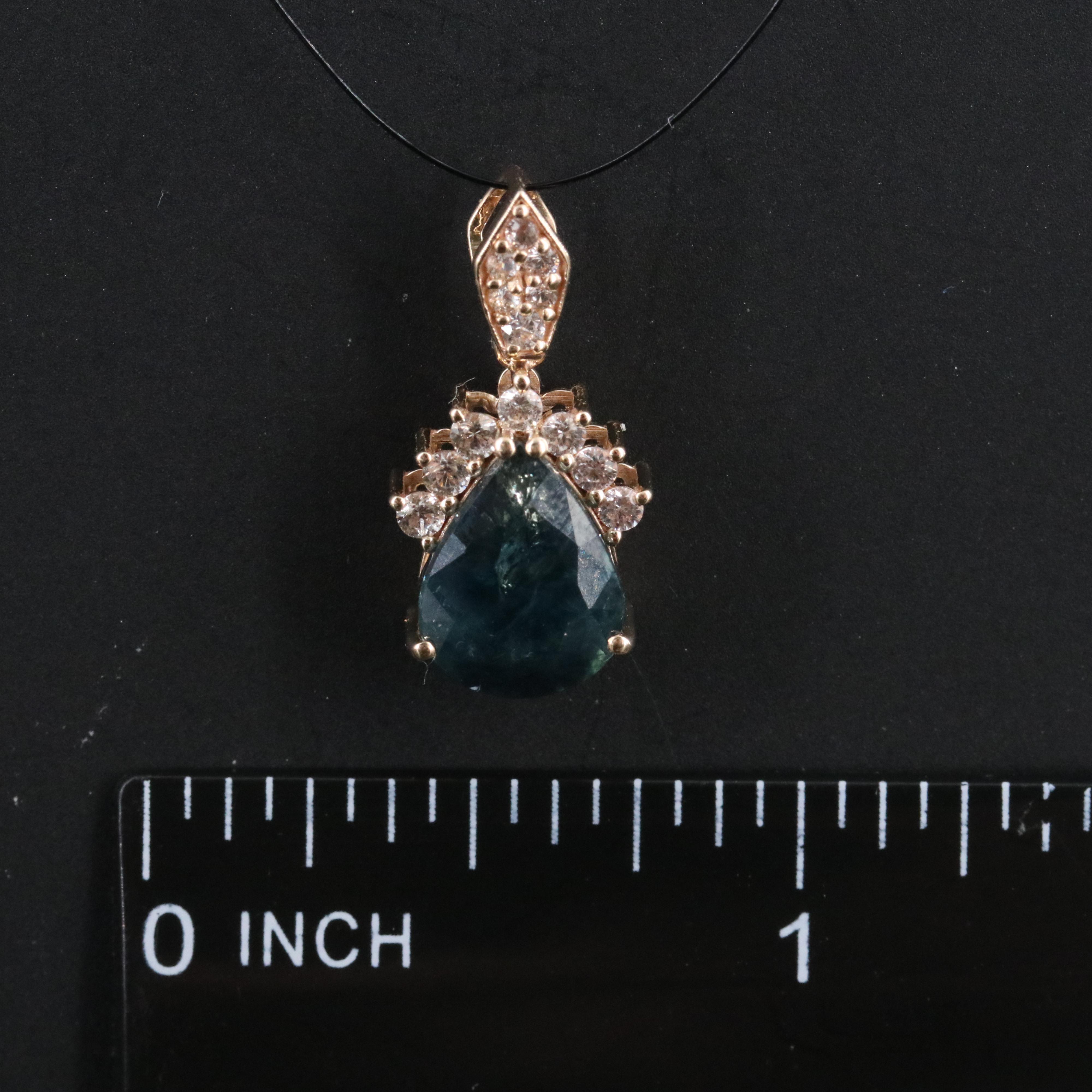 14K Sapphire and White Sapphire Pendant