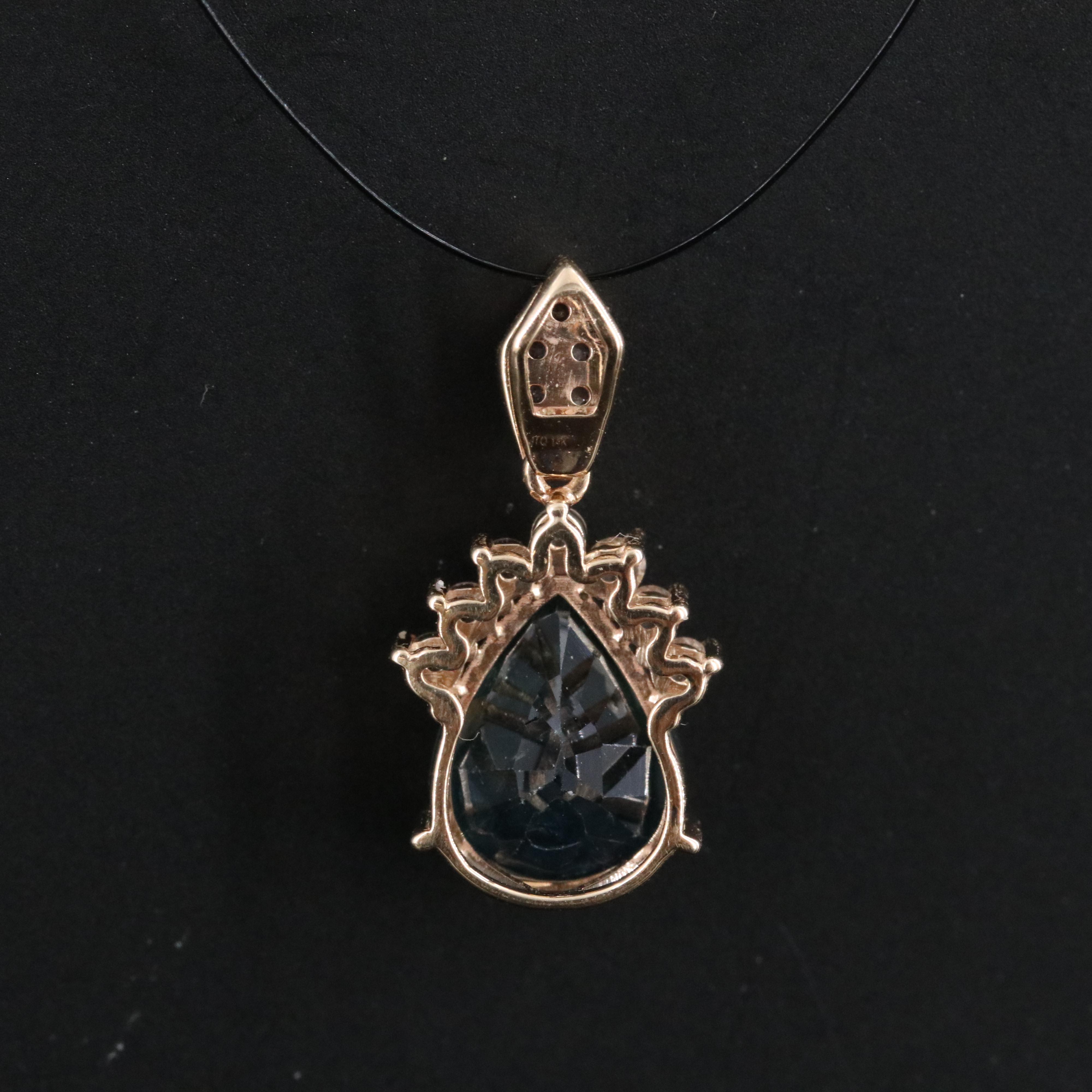 14K Sapphire and White Sapphire Pendant