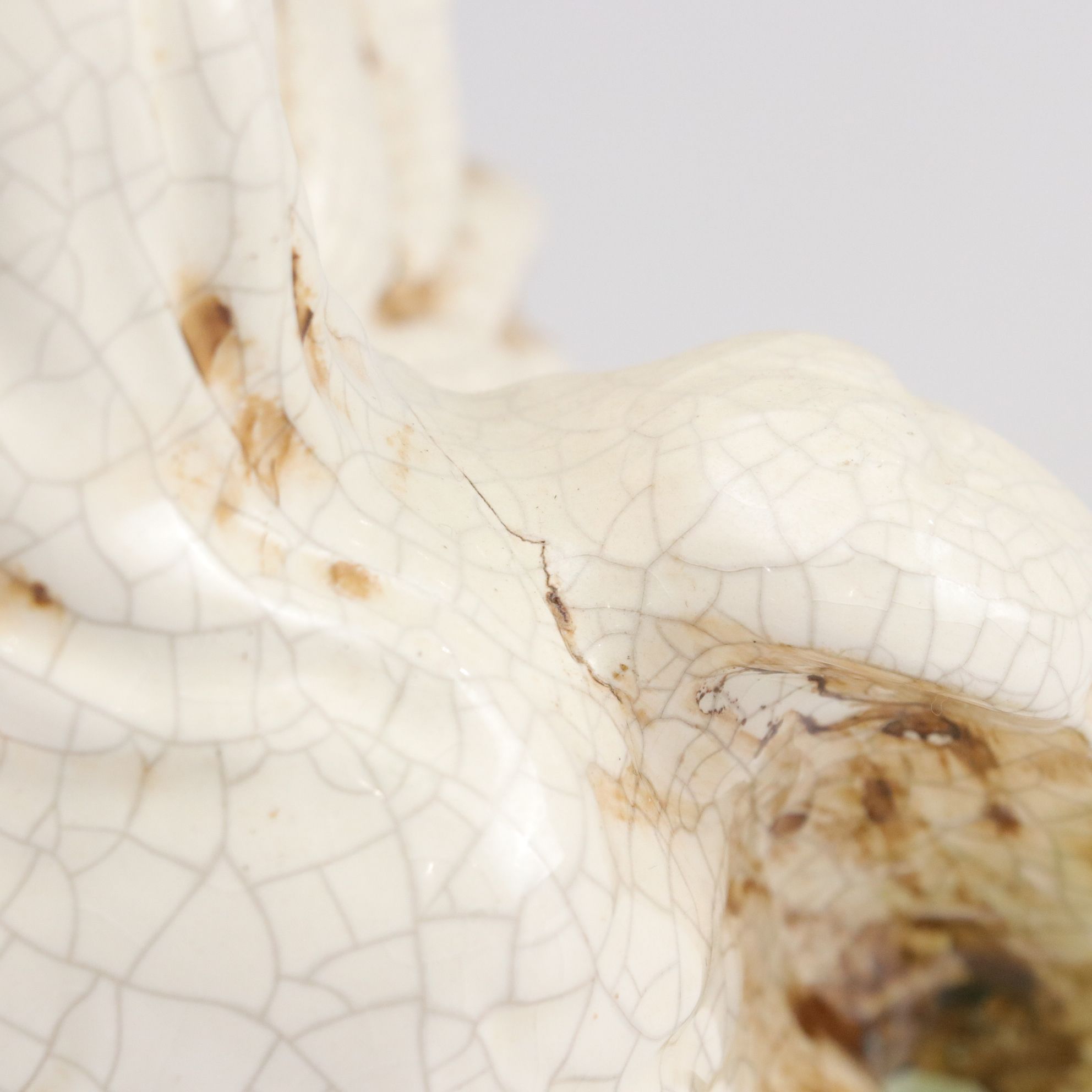 Hand-Painted Majolica Style Crackle Ceramic Farmhouse Roosters