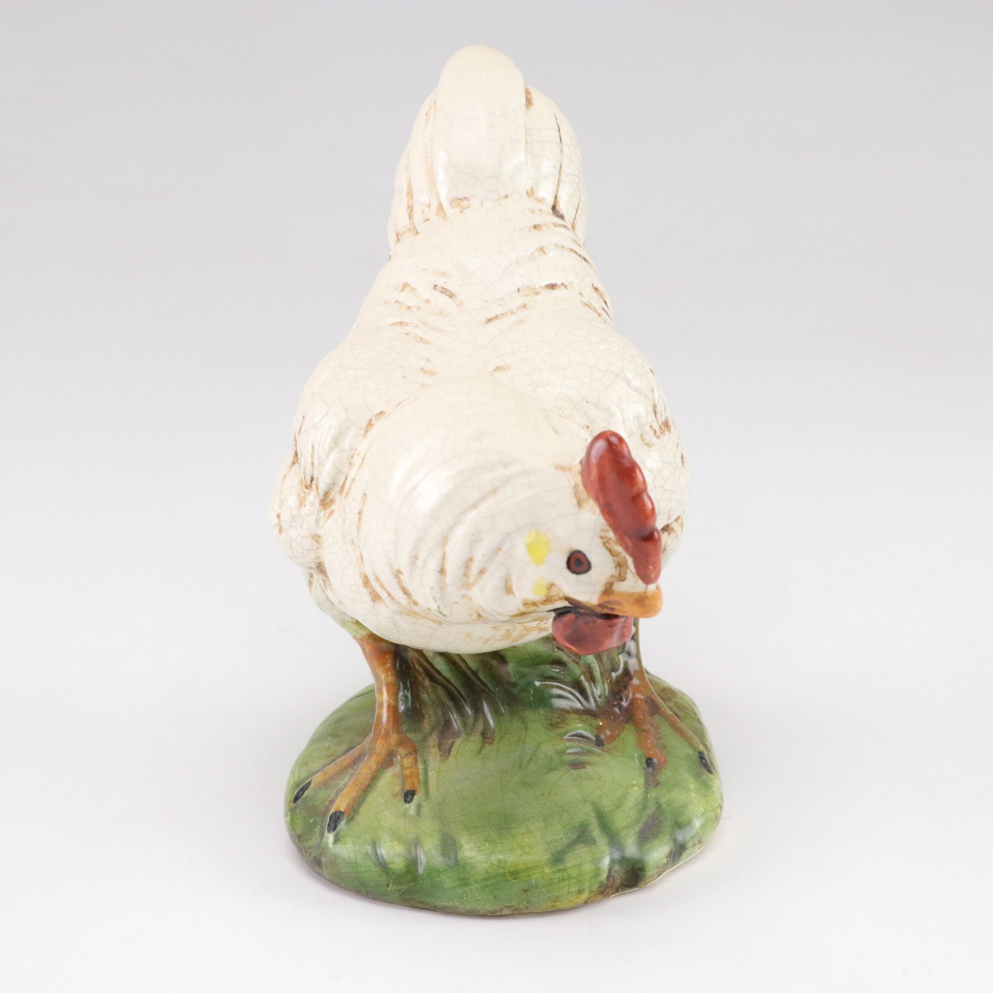 Hand-Painted Majolica Style Crackle Ceramic Farmhouse Roosters