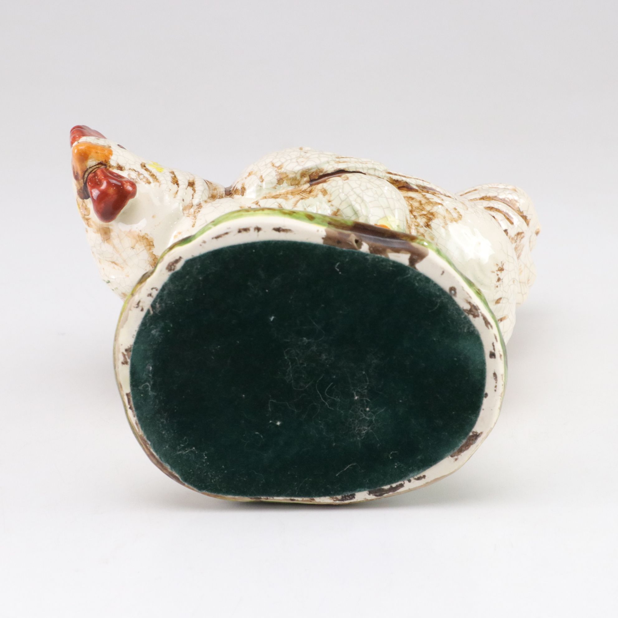 Hand-Painted Majolica Style Crackle Ceramic Farmhouse Roosters