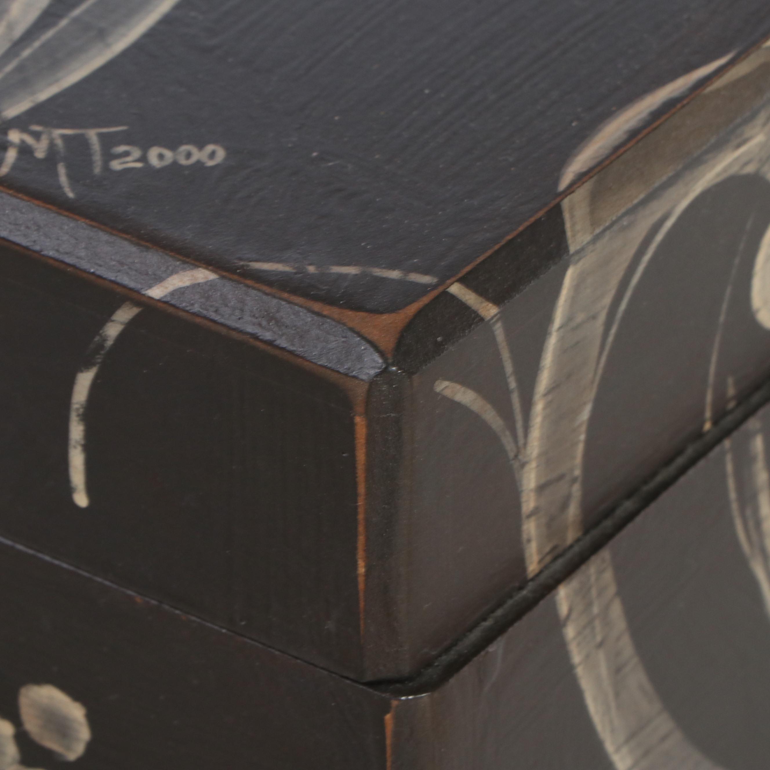 Paint-Decorated Wood Chest on Metal Stand, 2000