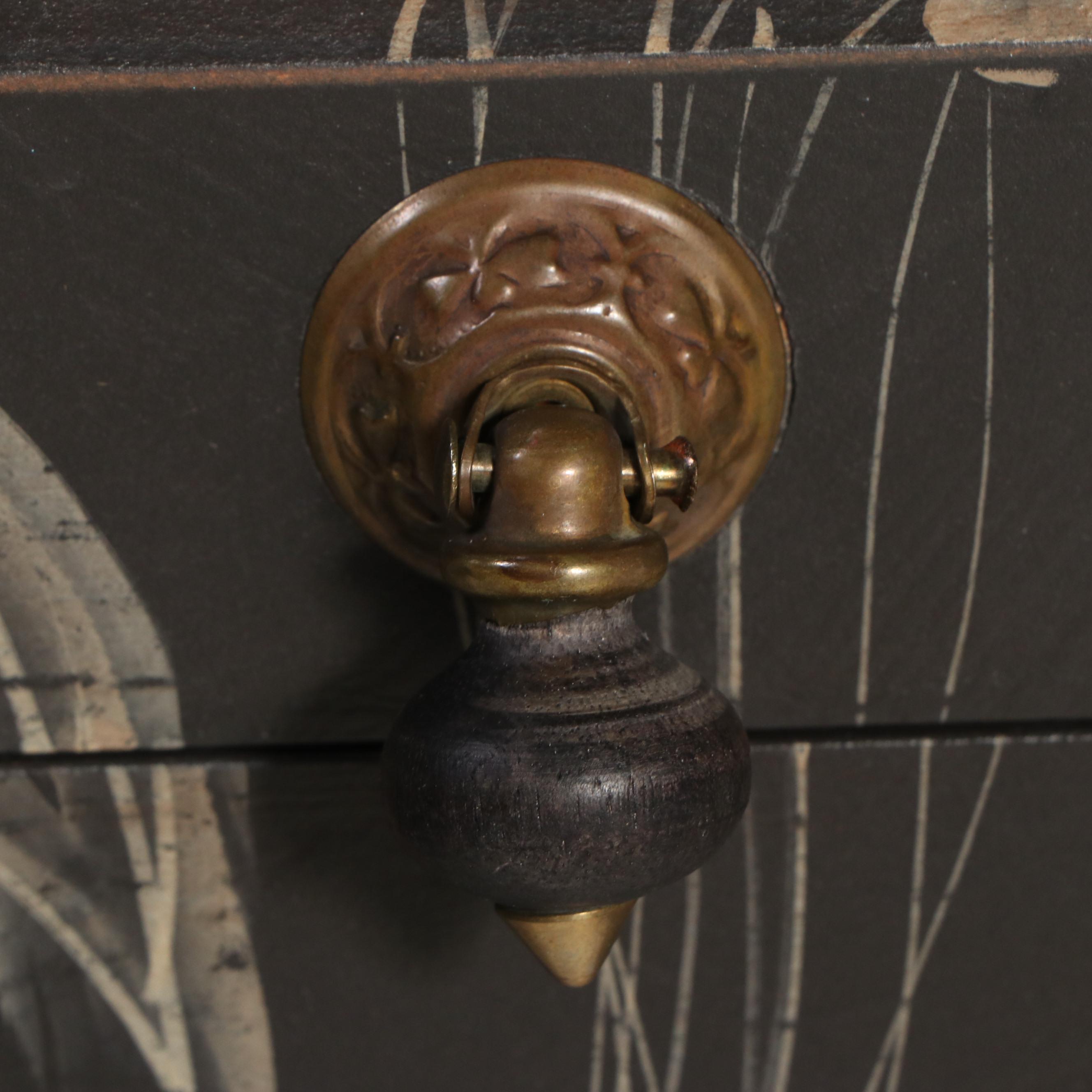 Paint-Decorated Wood Chest on Metal Stand, 2000