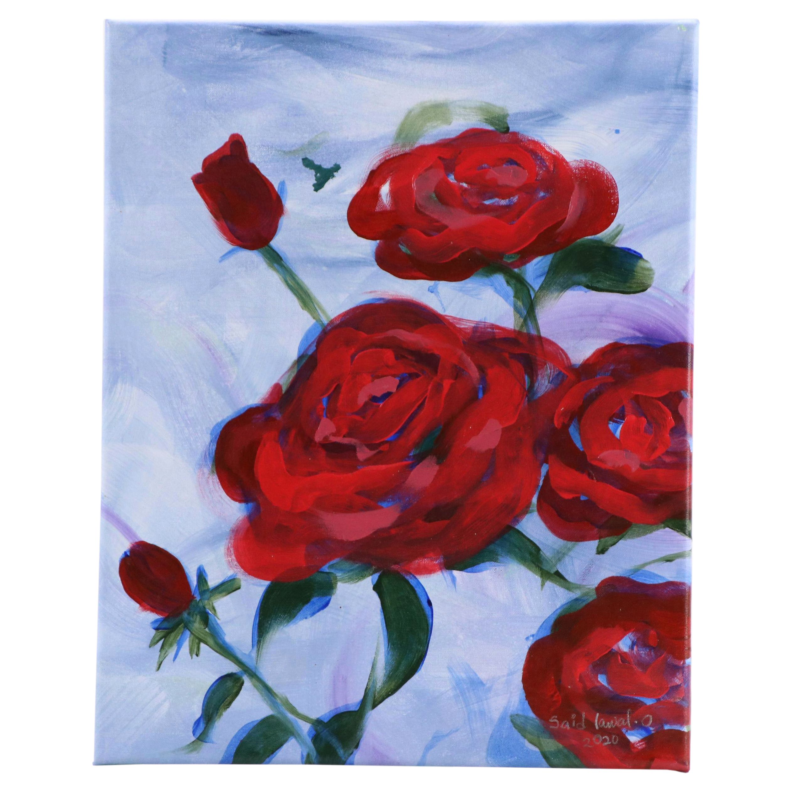 Said Oladejo-Iawal Still Life Acrylic Painting of Roses, 2020