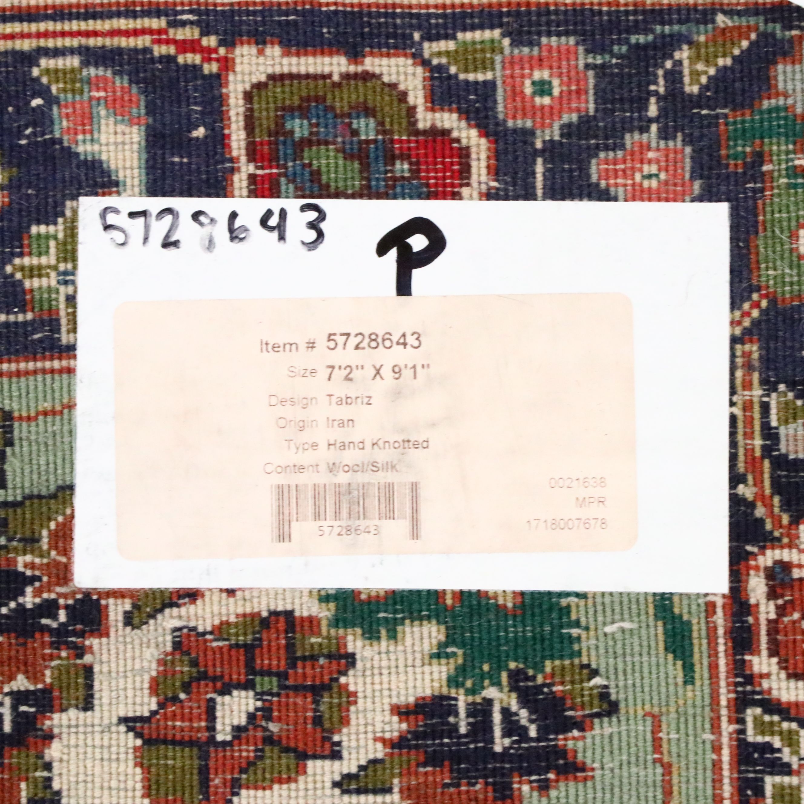 7'2 x 9'5 Hand-Knotted Persian Tabriz Area Rug