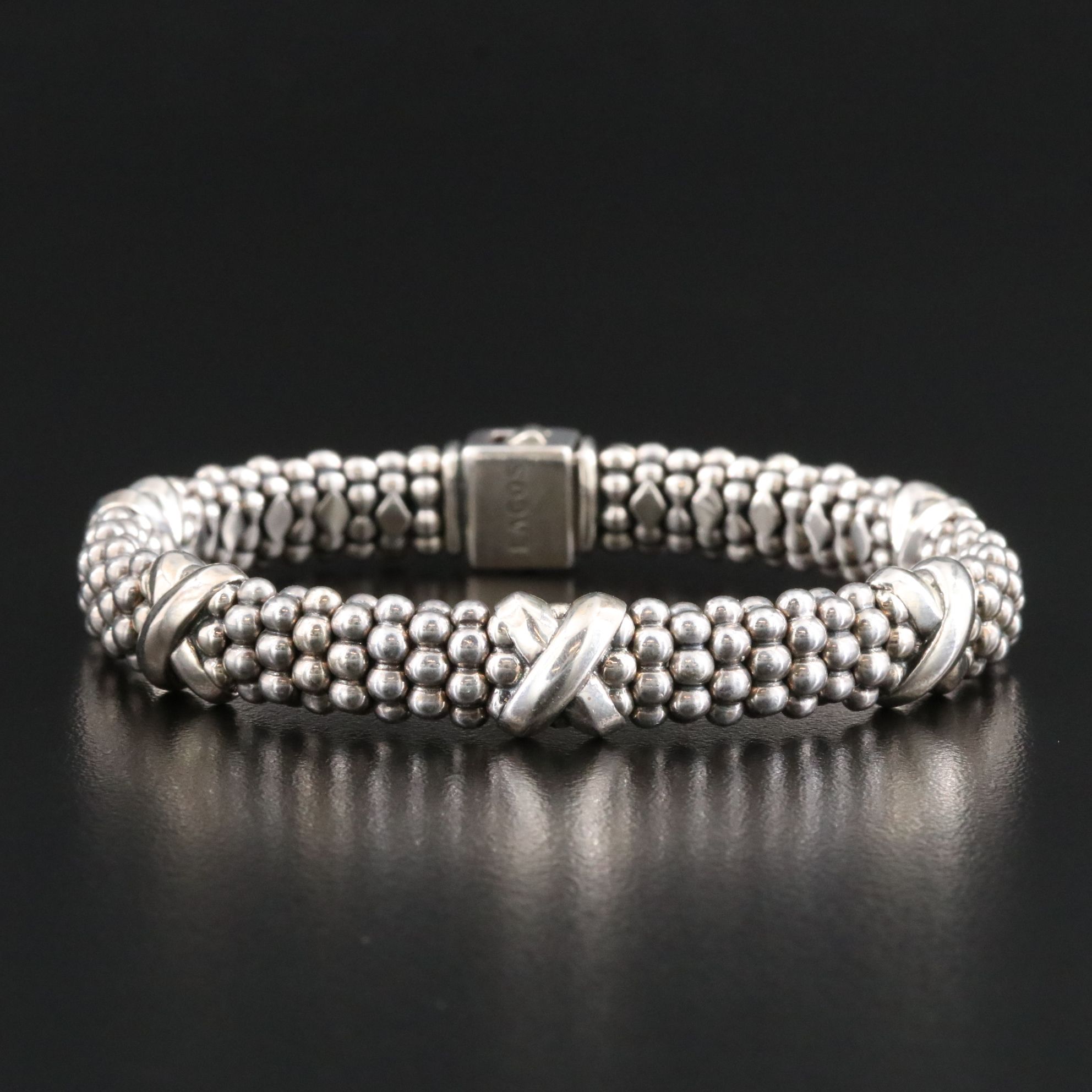 Lagos Embrace Sterling Five X Station Caviar Bracelet