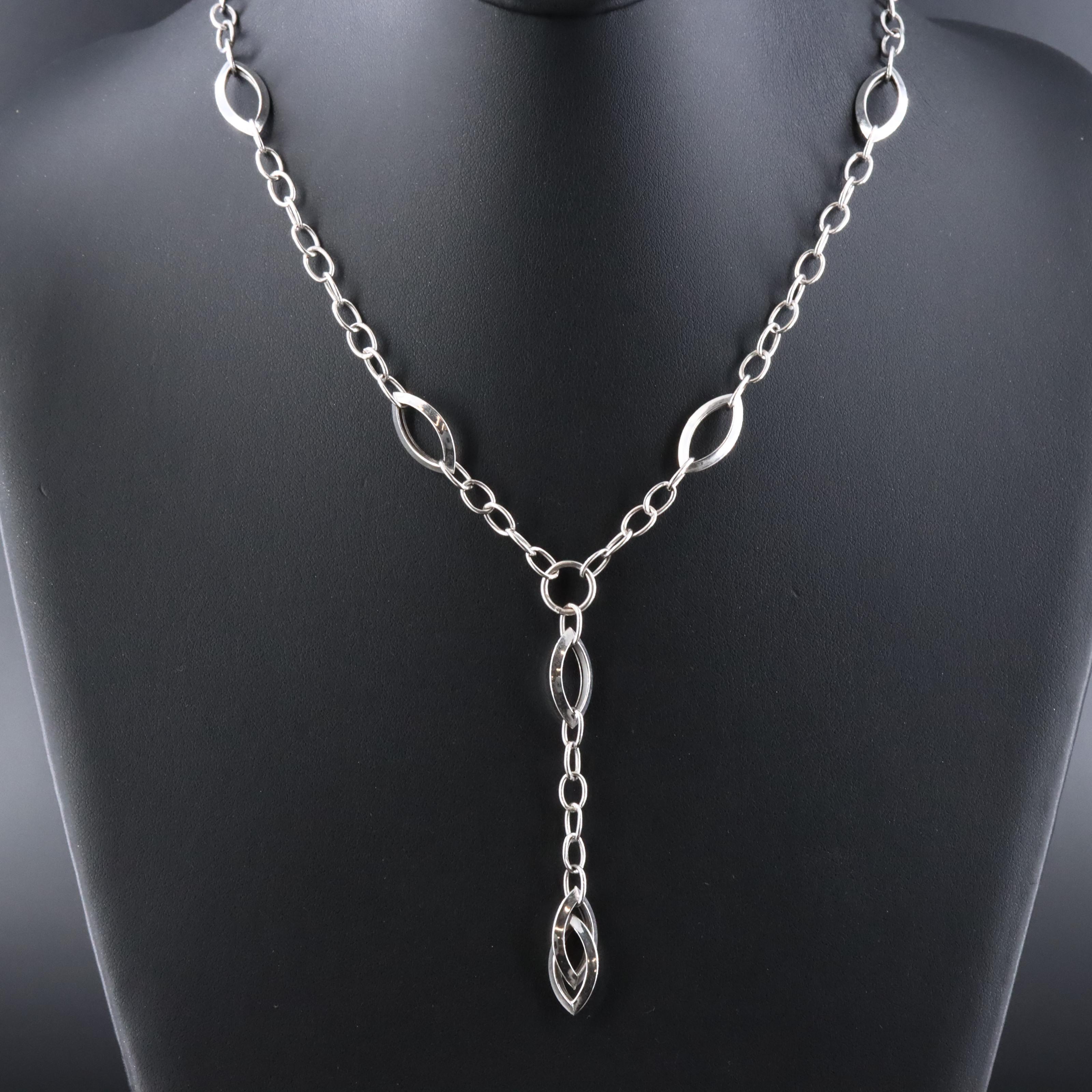 14K "Y" Necklace with Navette Stations