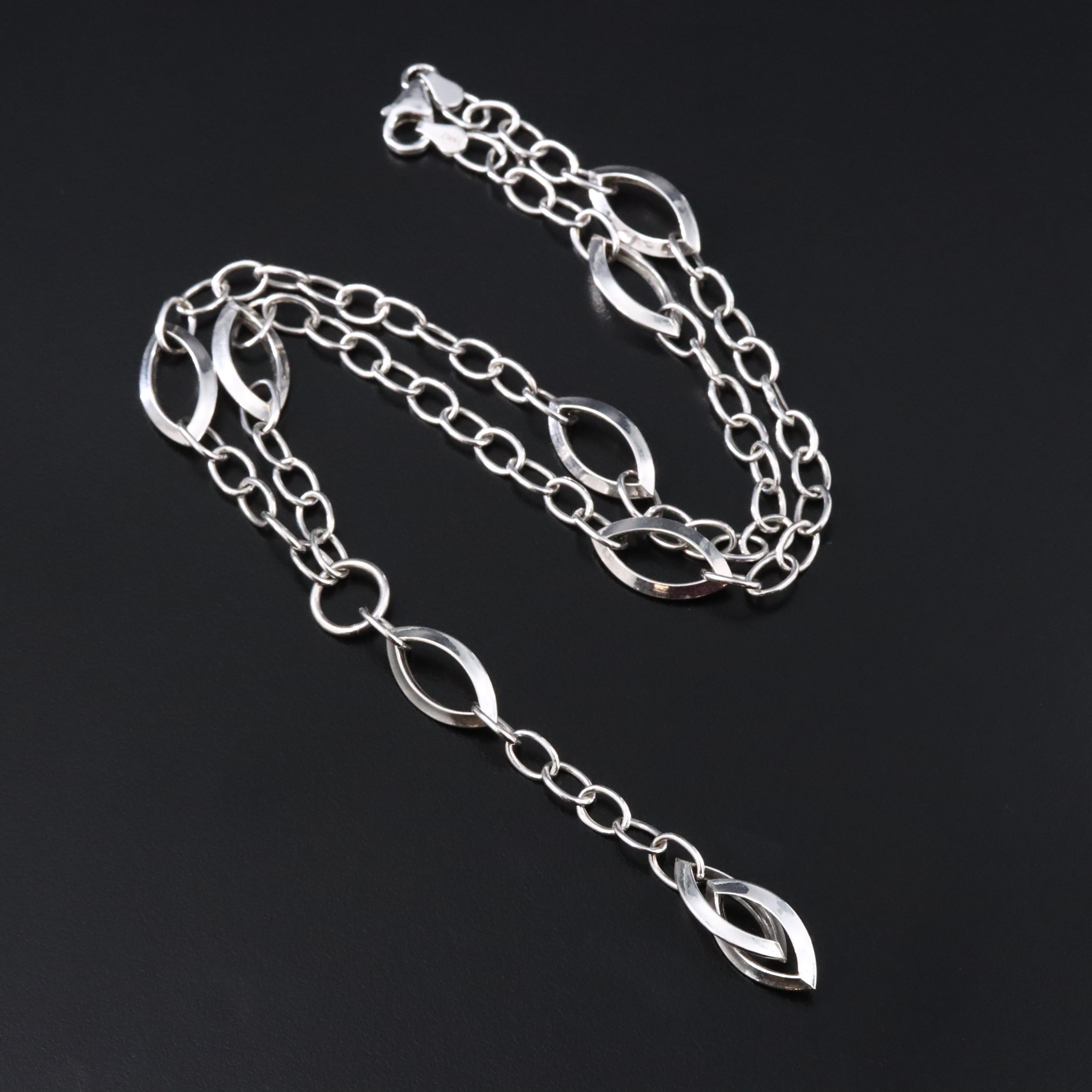 14K "Y" Necklace with Navette Stations