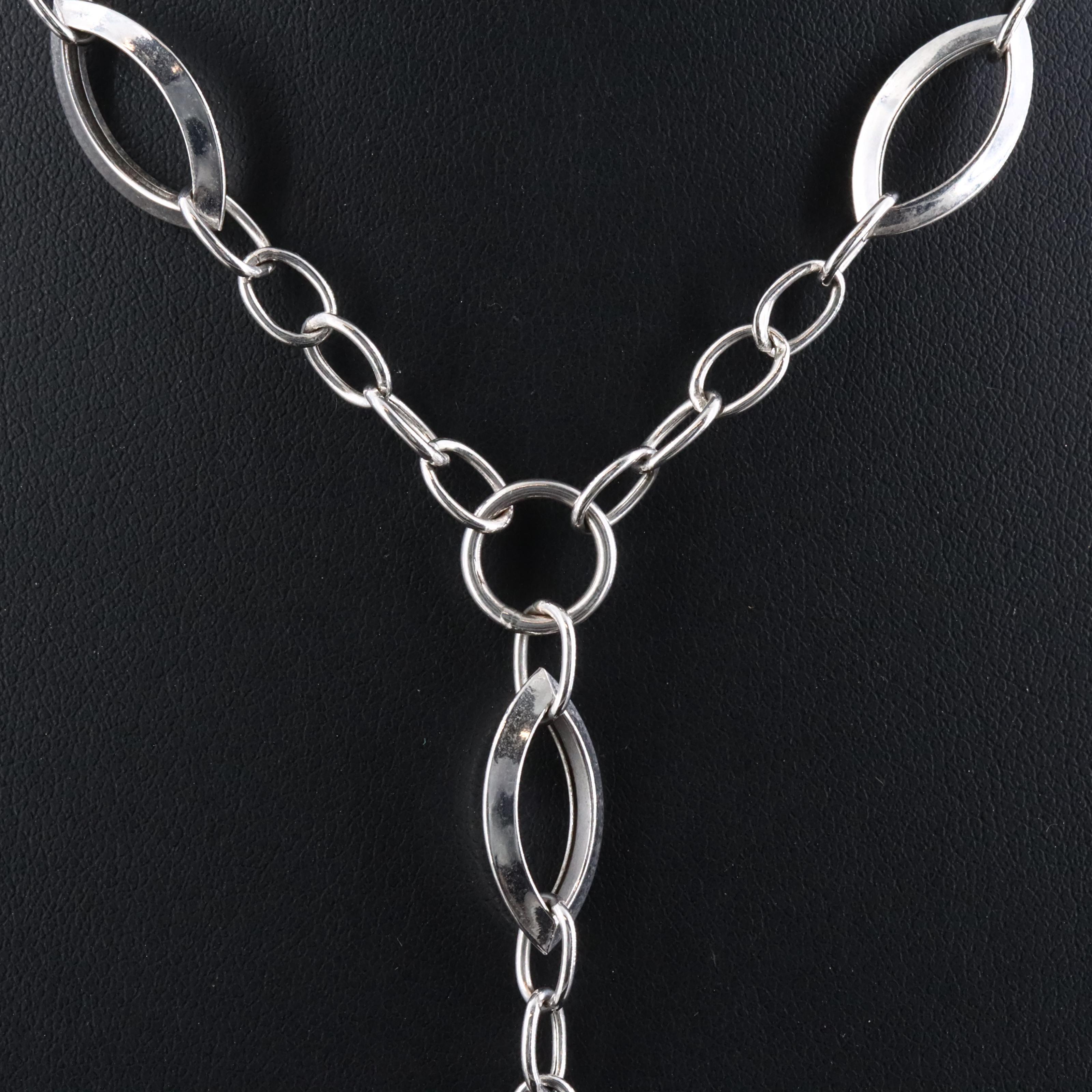 14K "Y" Necklace with Navette Stations