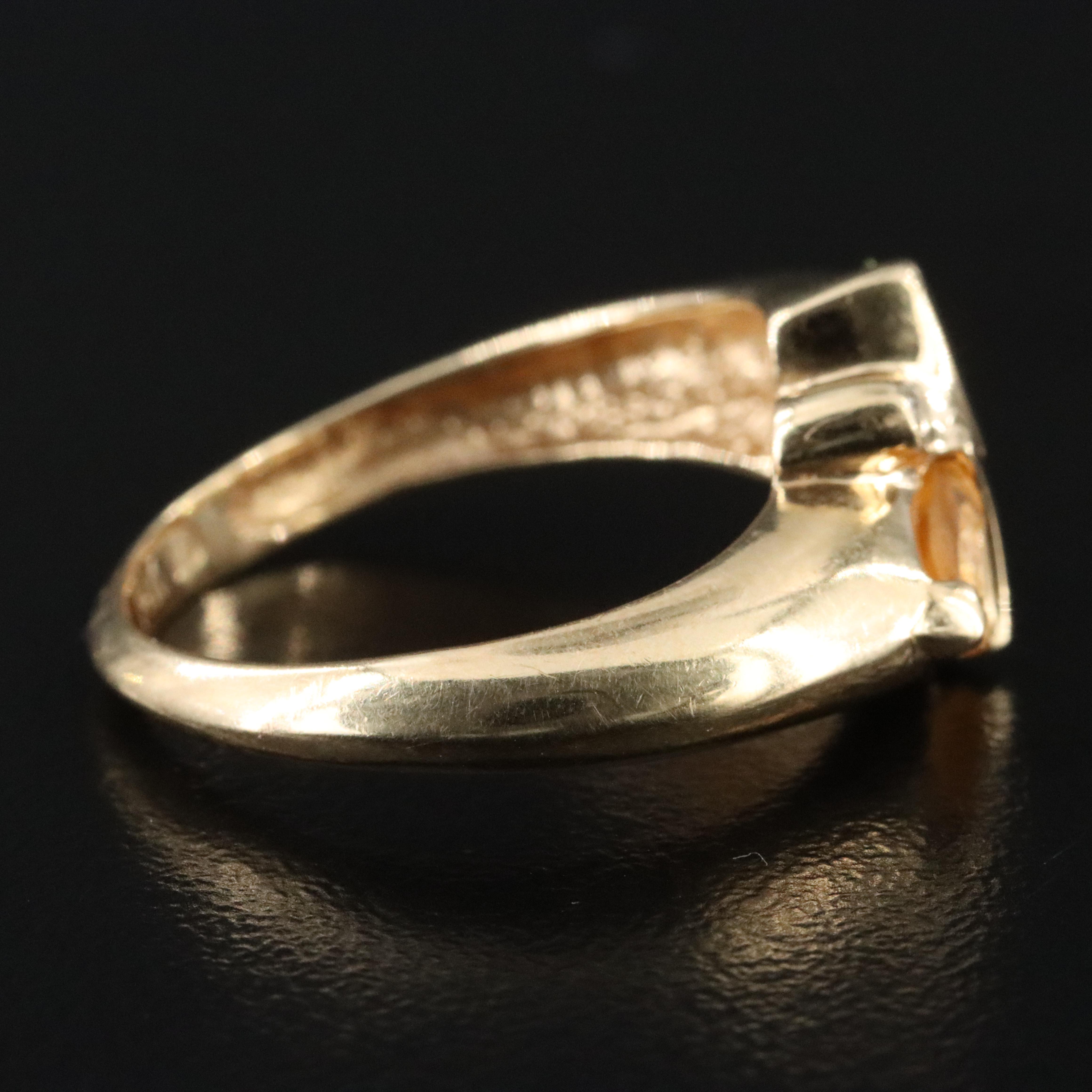 14K Citrine and Peridot Ring with Diamond Accents