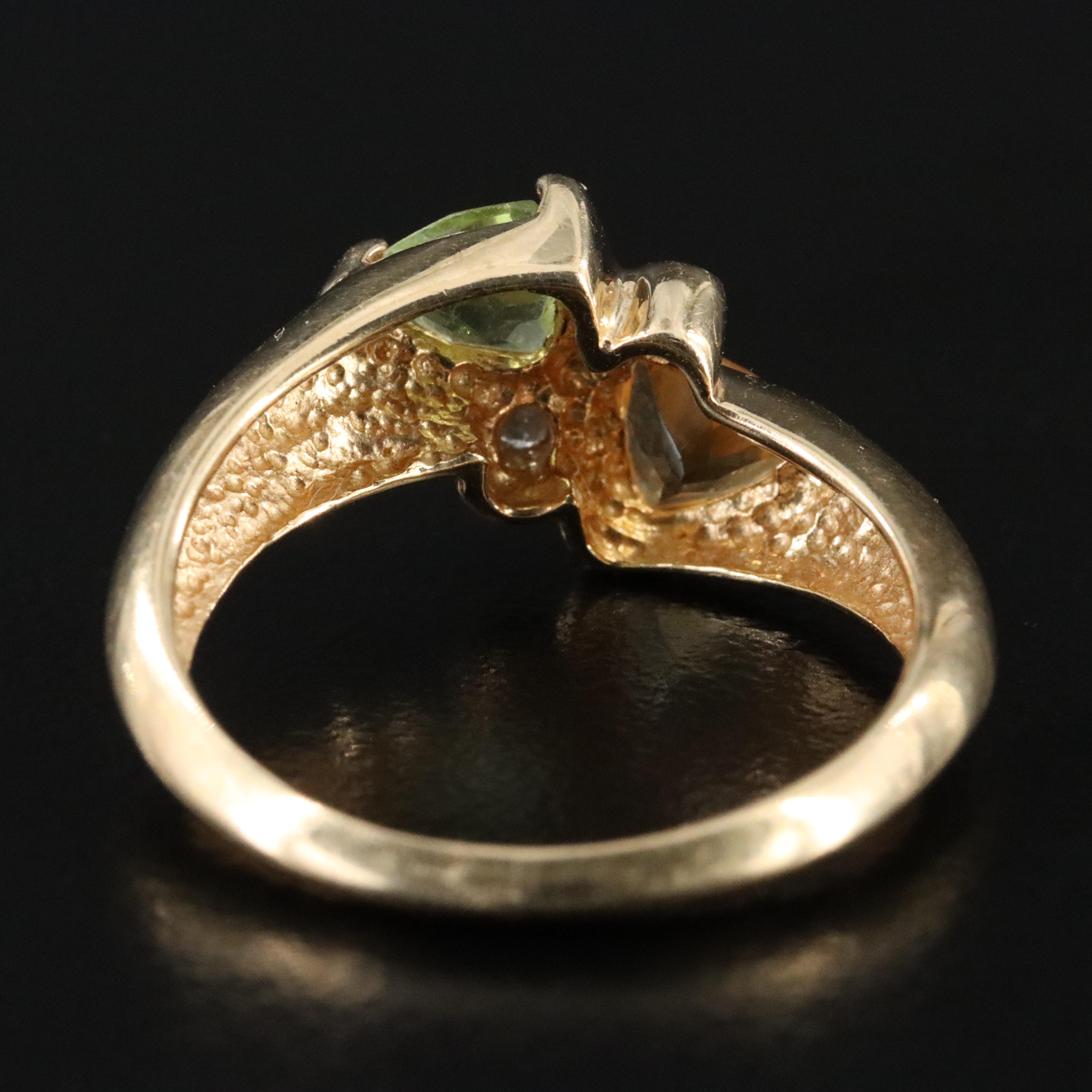 14K Citrine and Peridot Ring with Diamond Accents