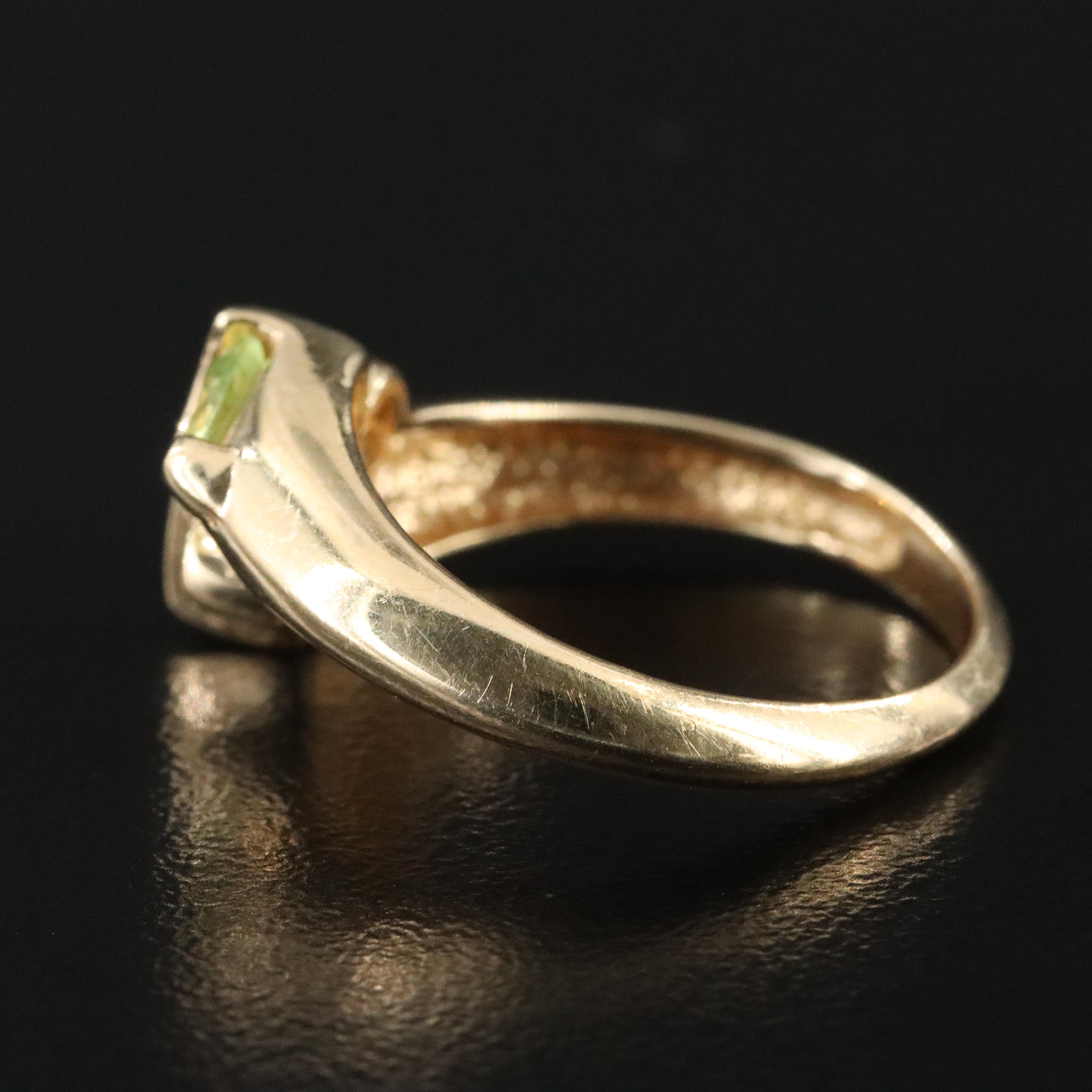 14K Citrine and Peridot Ring with Diamond Accents