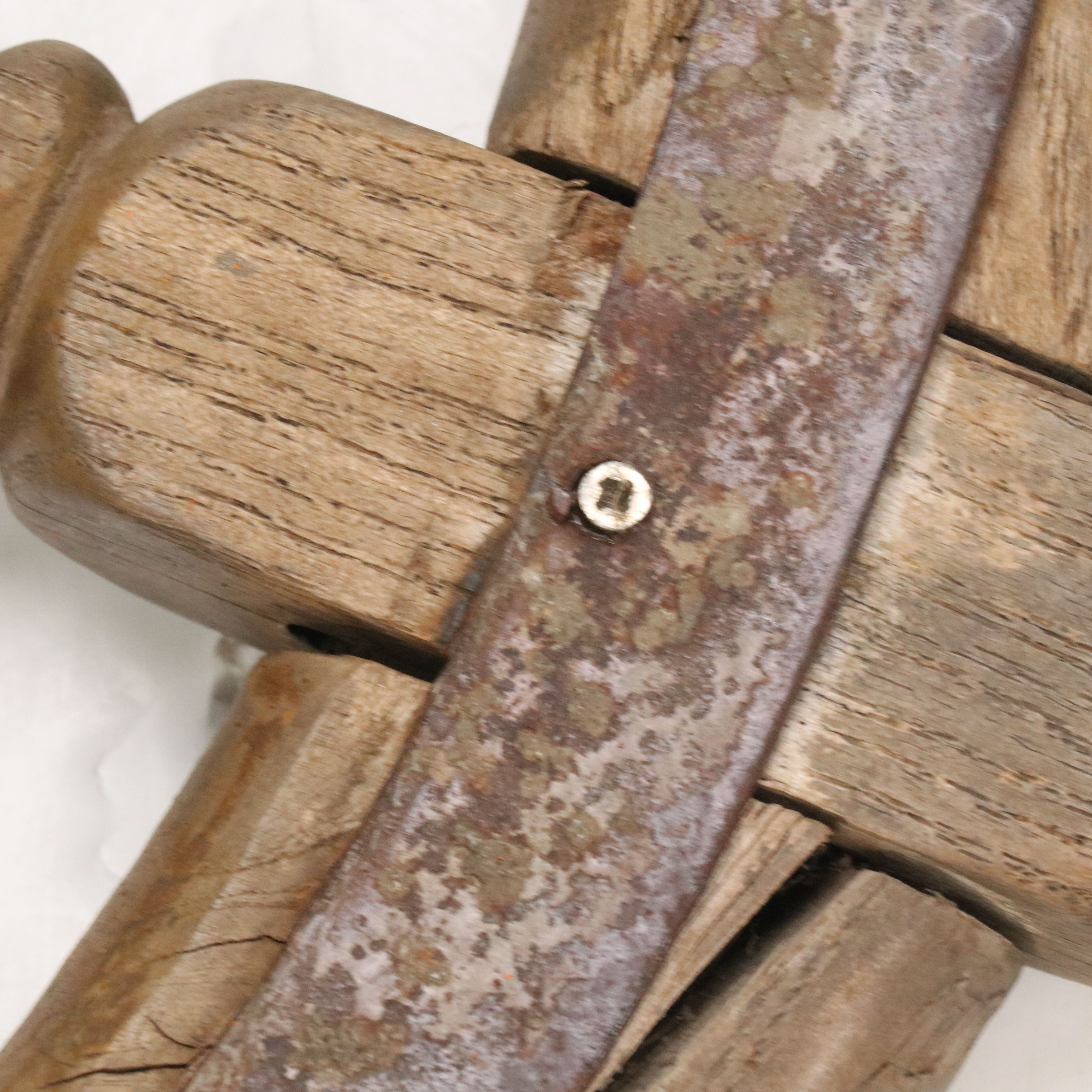 Decorative Metal-Bound Wood Ship's Wheel