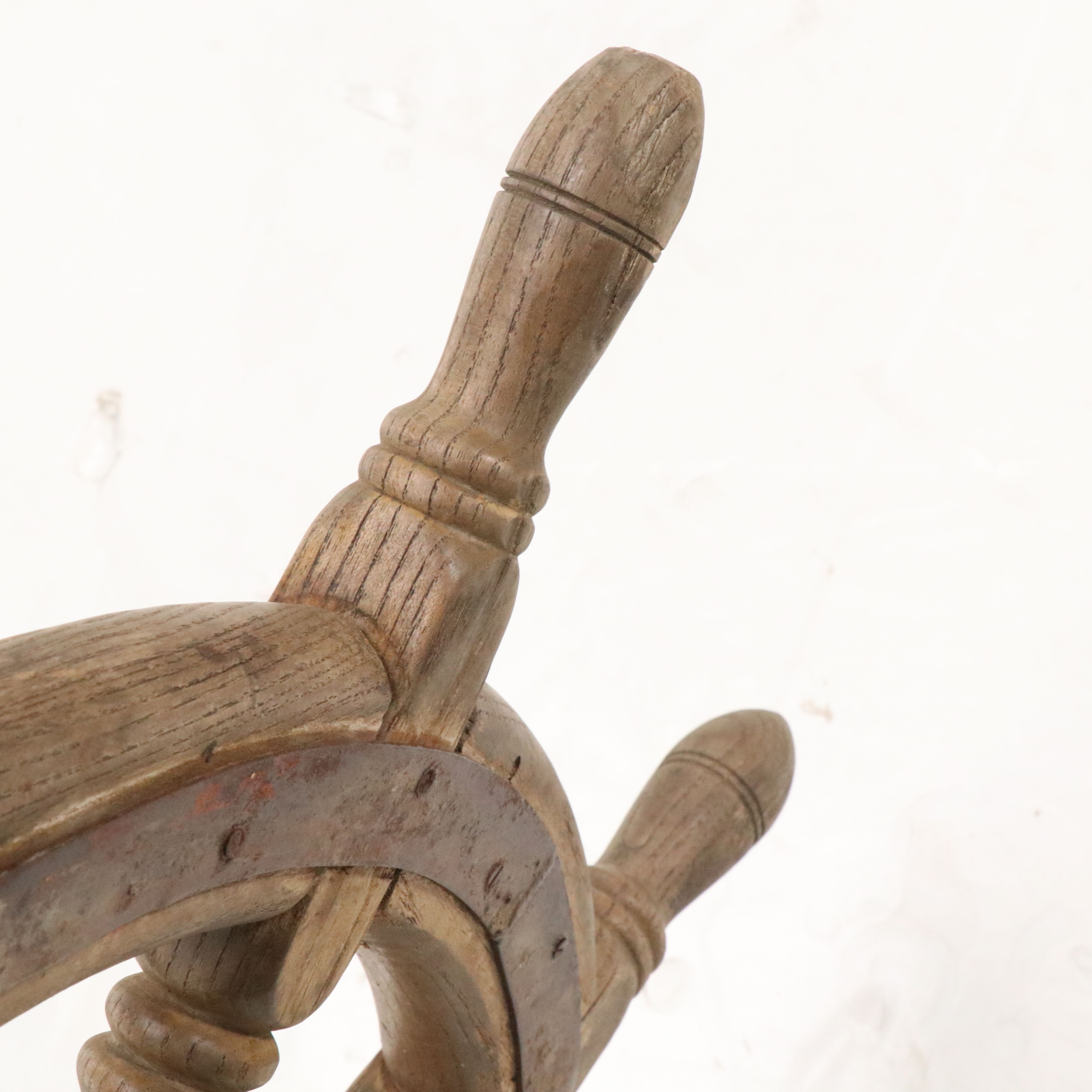 Decorative Metal-Bound Wood Ship's Wheel