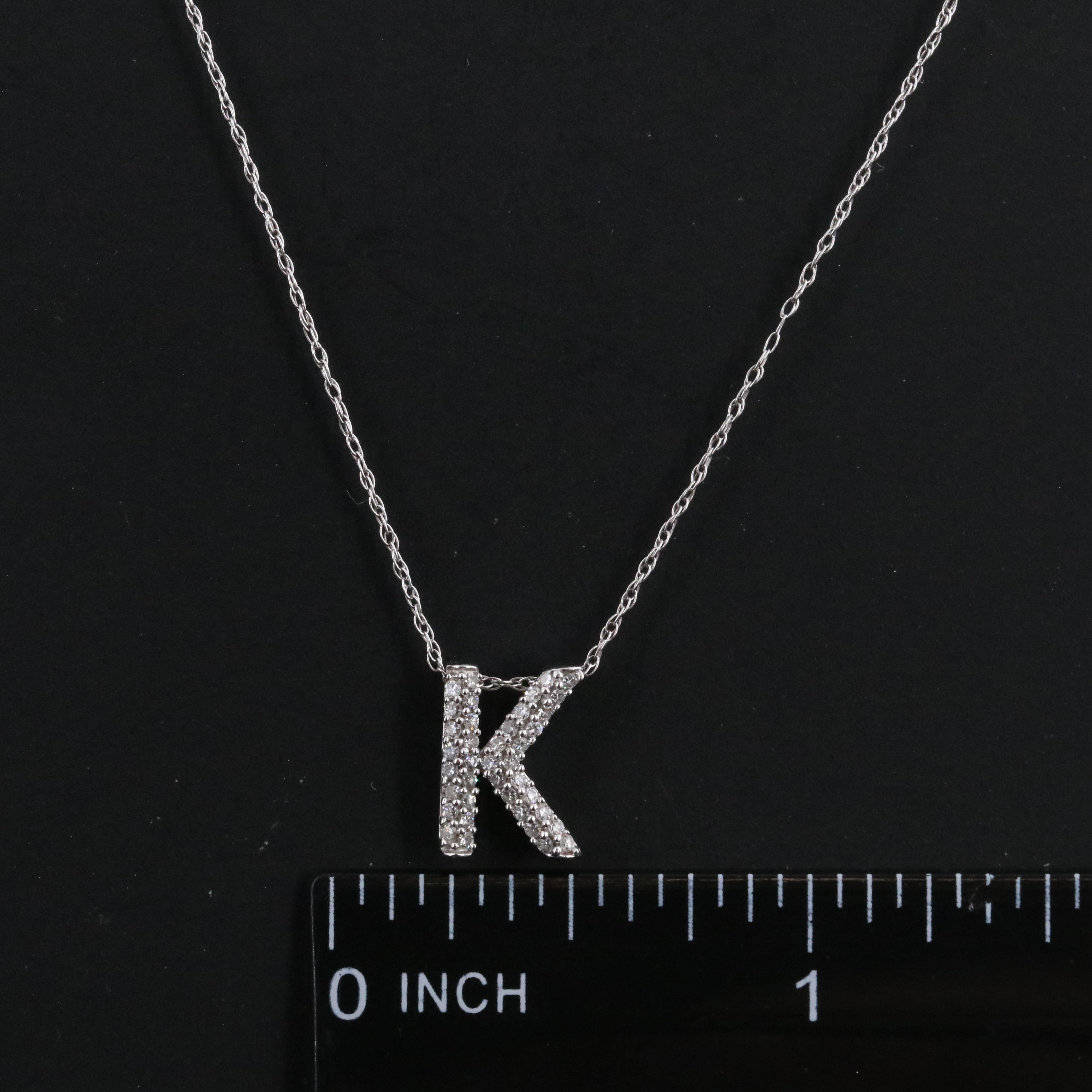 10K 0.19 CTW Diamond Initial Pendant Necklace
