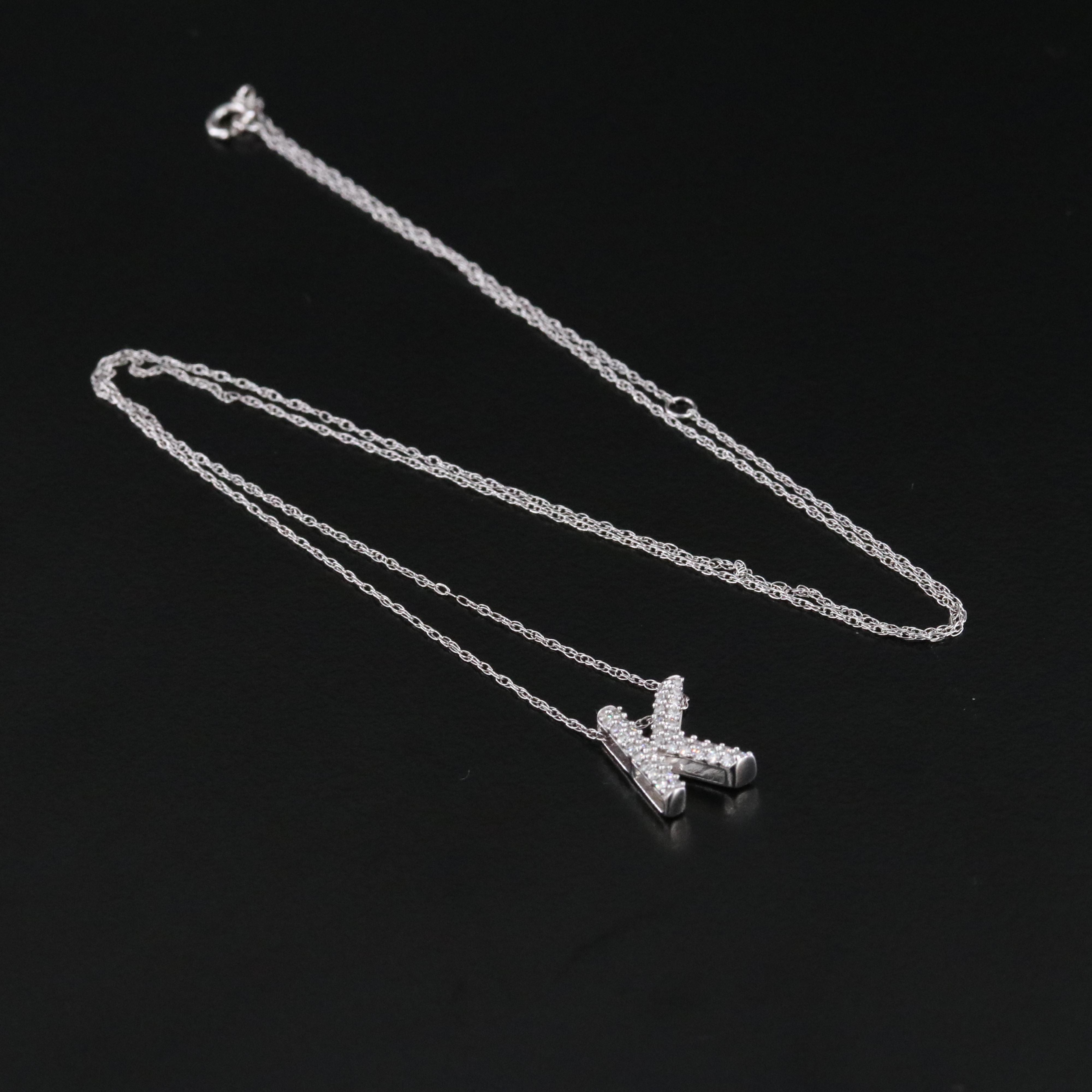 10K 0.19 CTW Diamond Initial Pendant Necklace