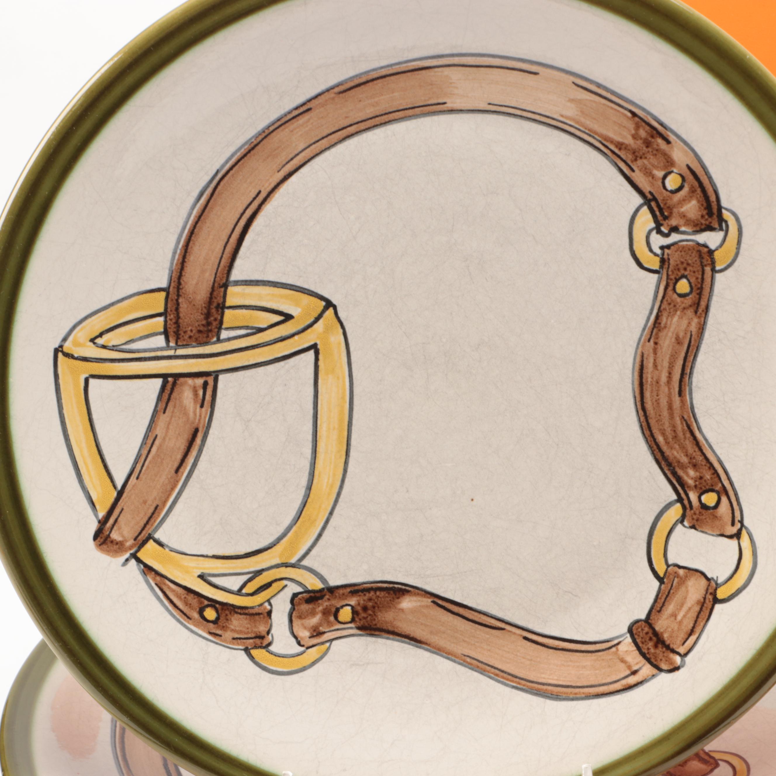 Louisville Stoneware Equestrian Salad and Dinner Plates with Zodax Chargers