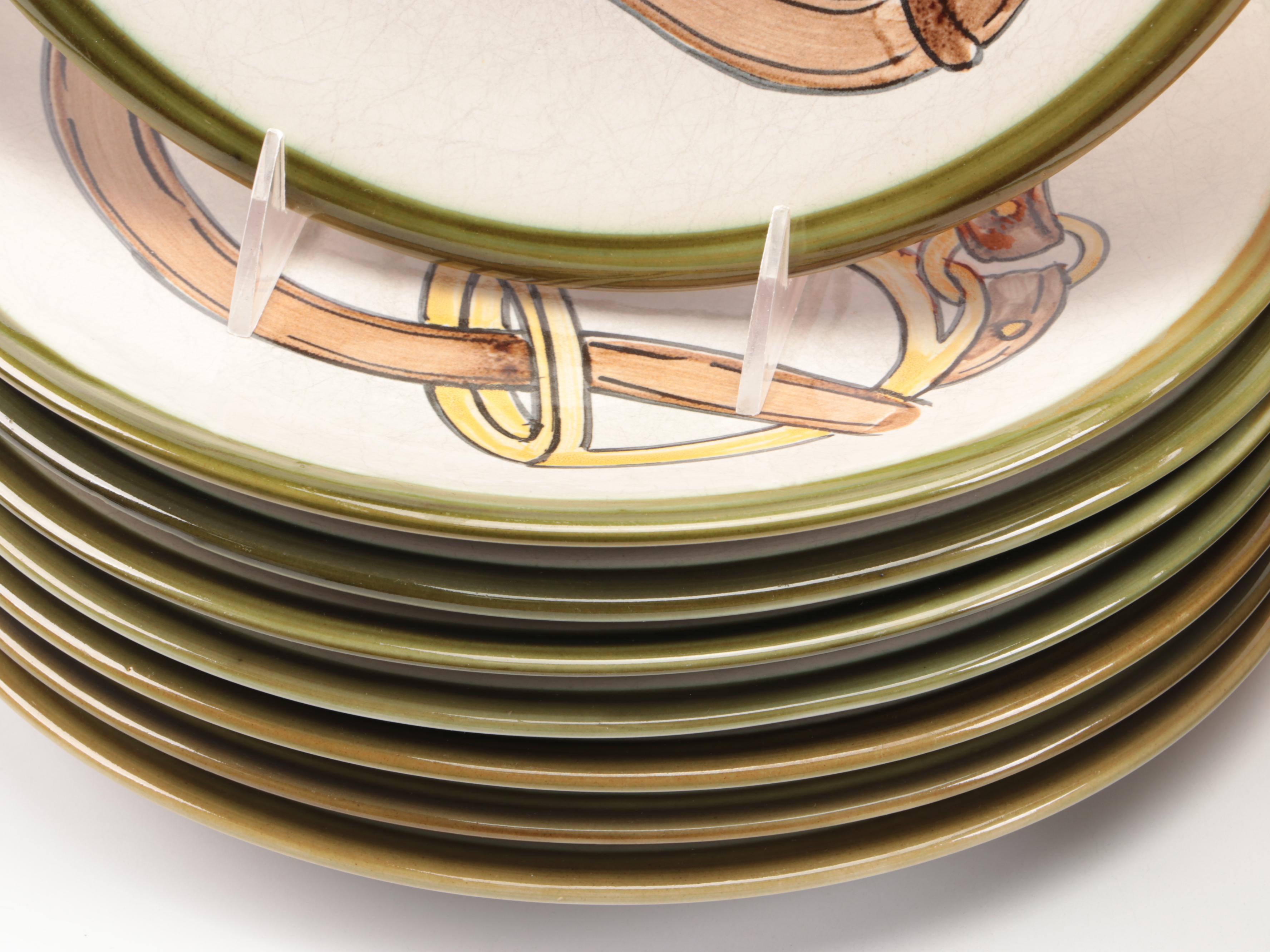Louisville Stoneware Equestrian Salad and Dinner Plates with Zodax Chargers