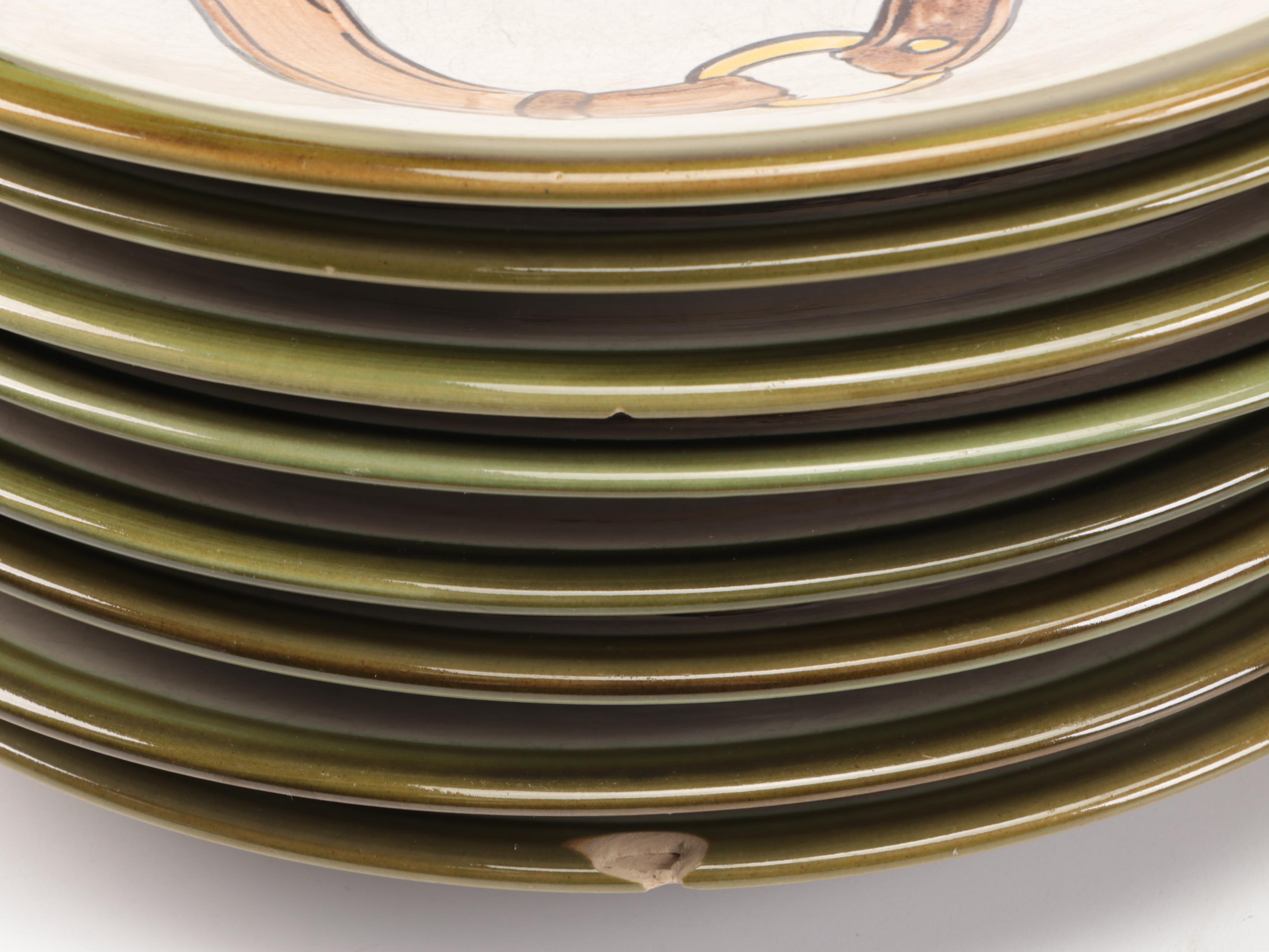Louisville Stoneware Equestrian Salad and Dinner Plates with Zodax Chargers