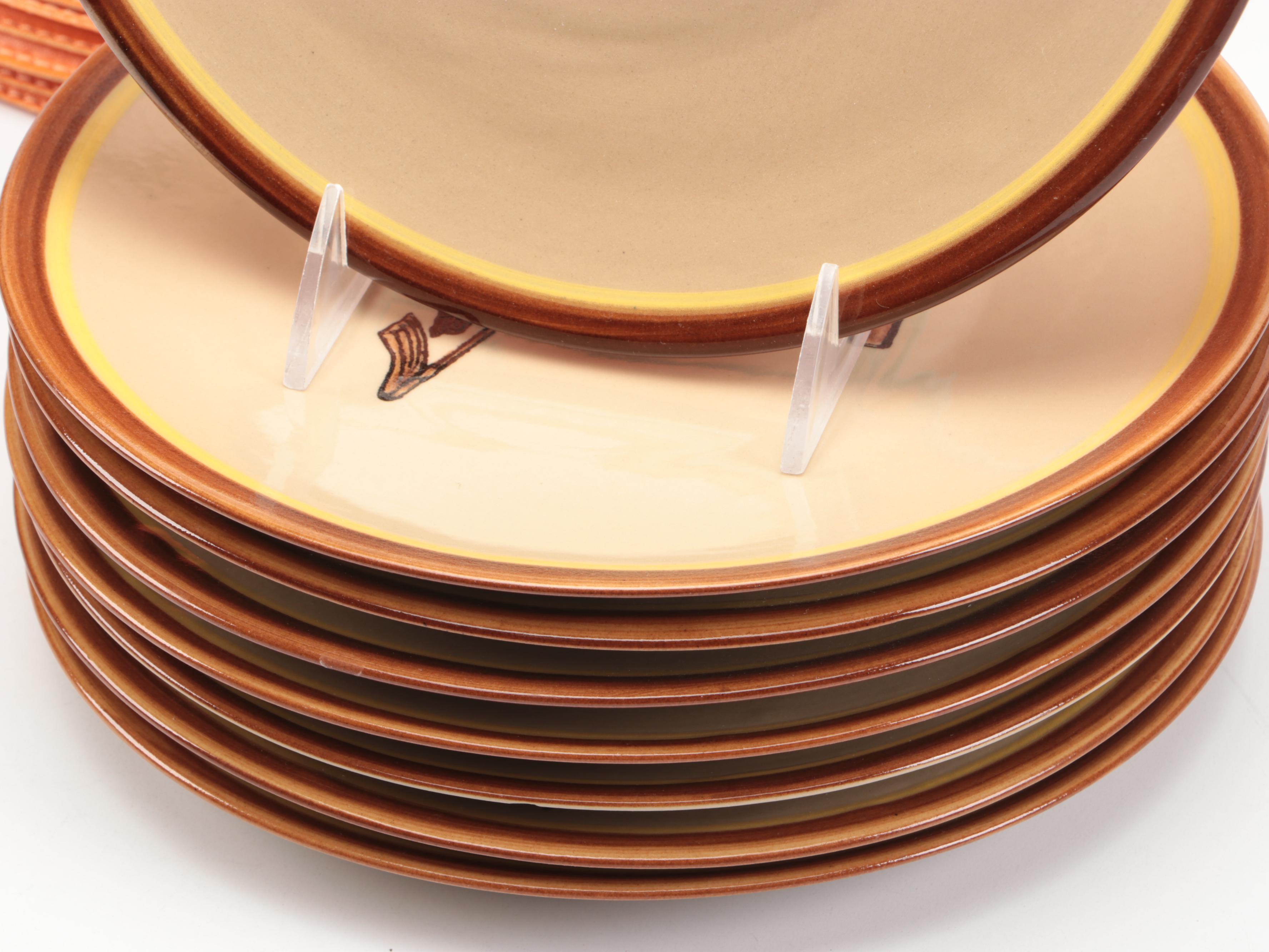 Louisville Stoneware Equestrian Salad and Dinner Plates with Zodax Chargers