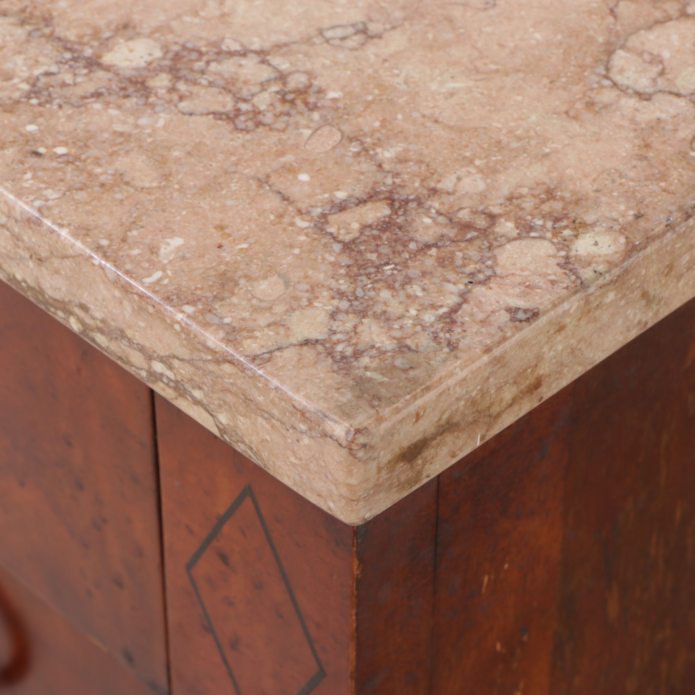 Empire Style Mahogany Washstand with Marble Top and Nightstand