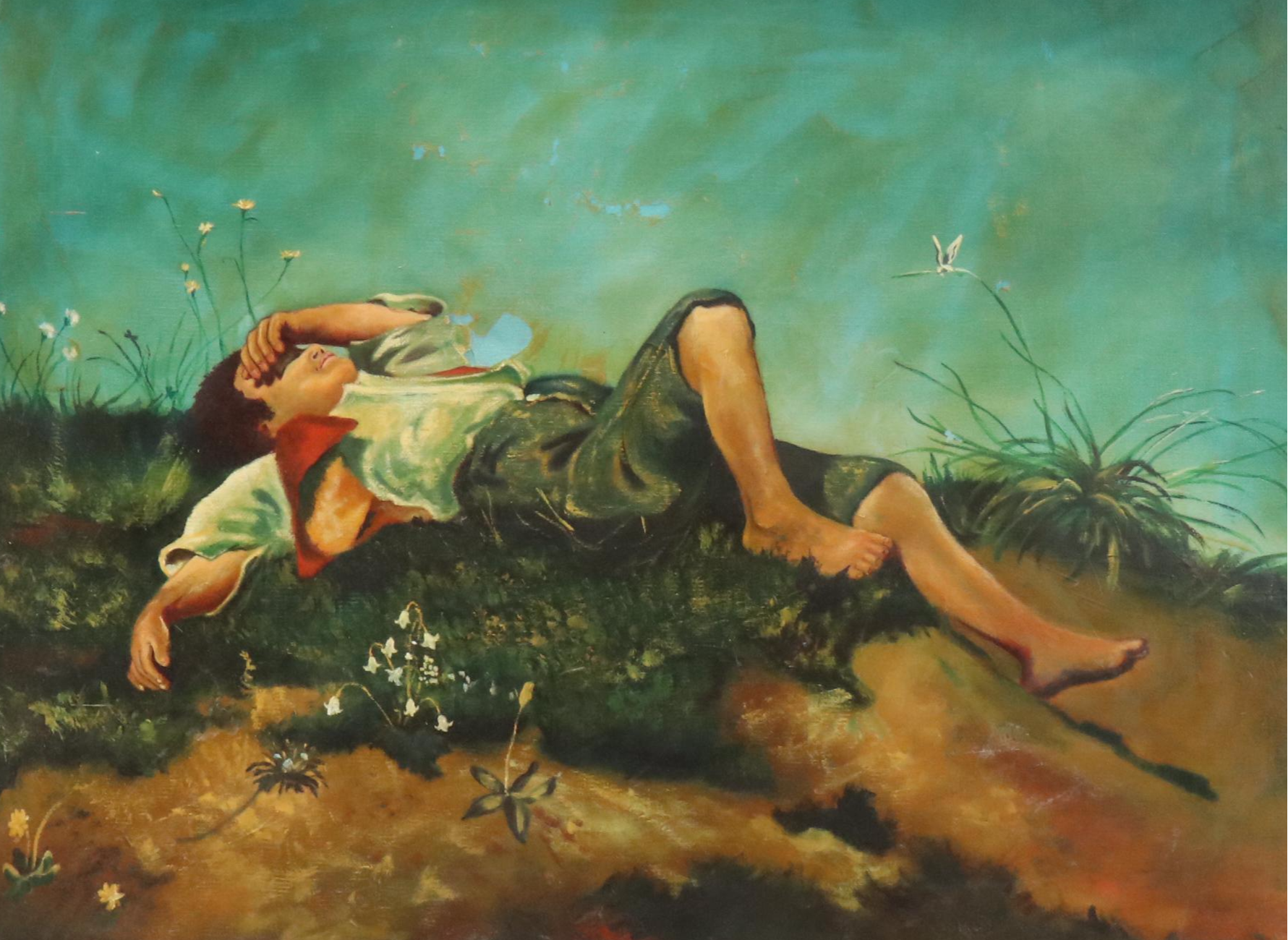 Oil Painting After Franz von Lenbach "The Shepherd Boy"