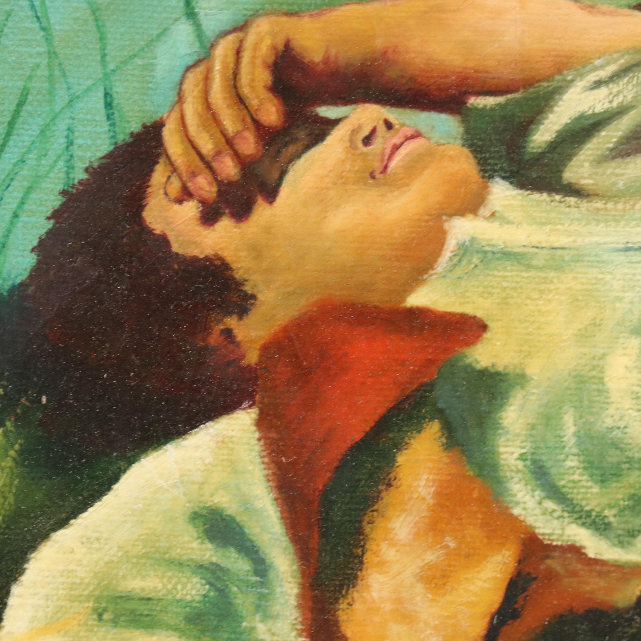 Oil Painting After Franz von Lenbach "The Shepherd Boy"