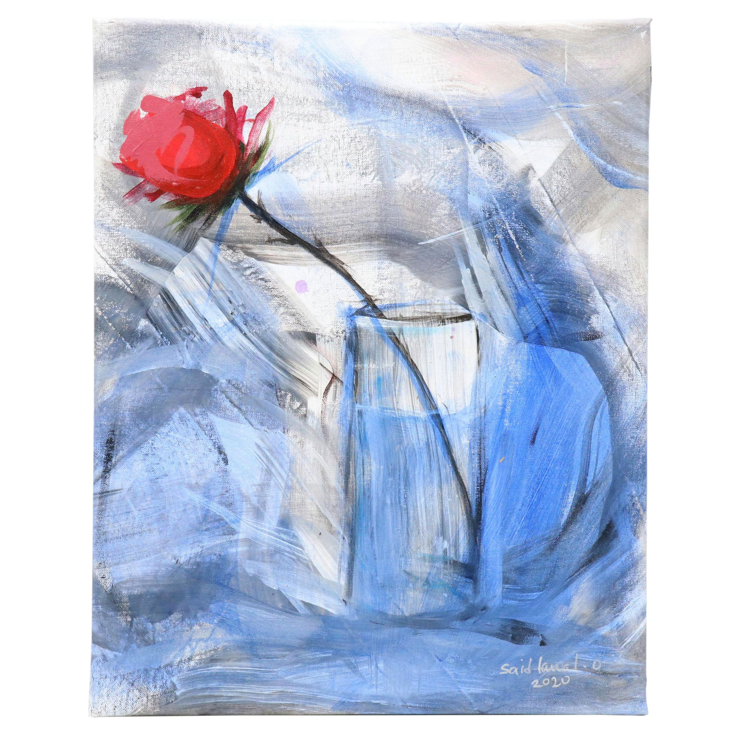 Said Oladejo-lawal Stylized Floral Acrylic Painting, 2020