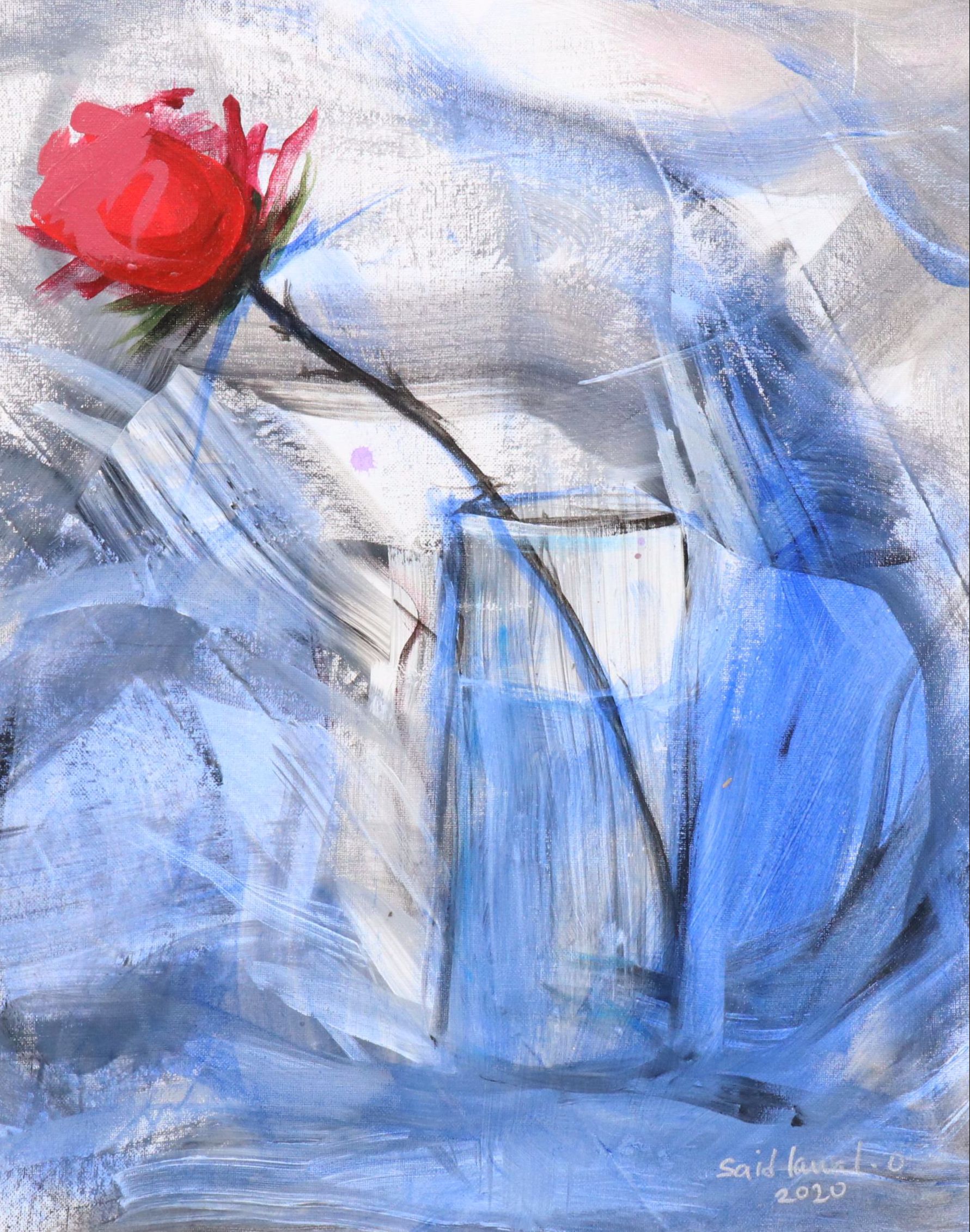 Said Oladejo-lawal Stylized Floral Acrylic Painting, 2020