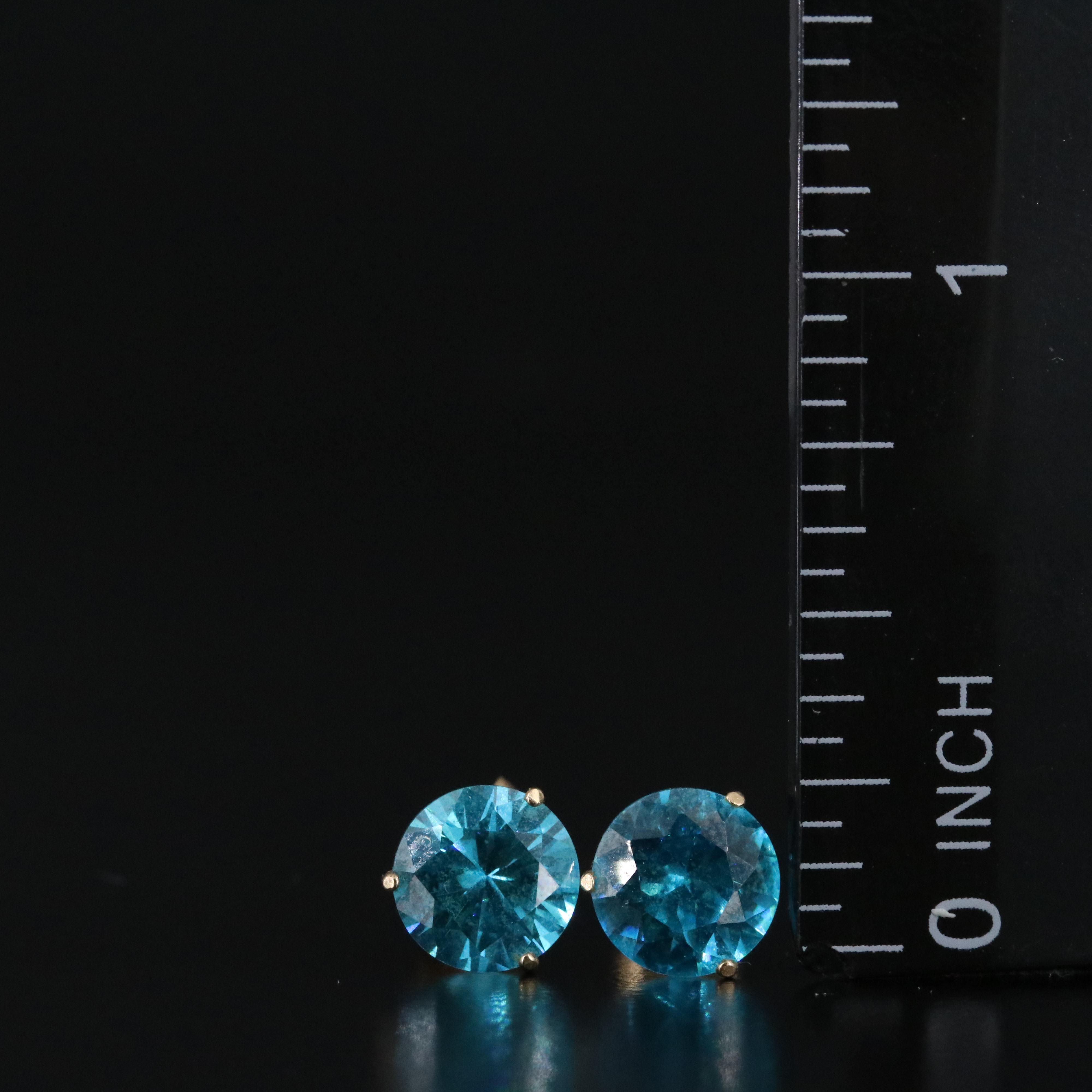 14K CZ Solitaire Stud Earrings