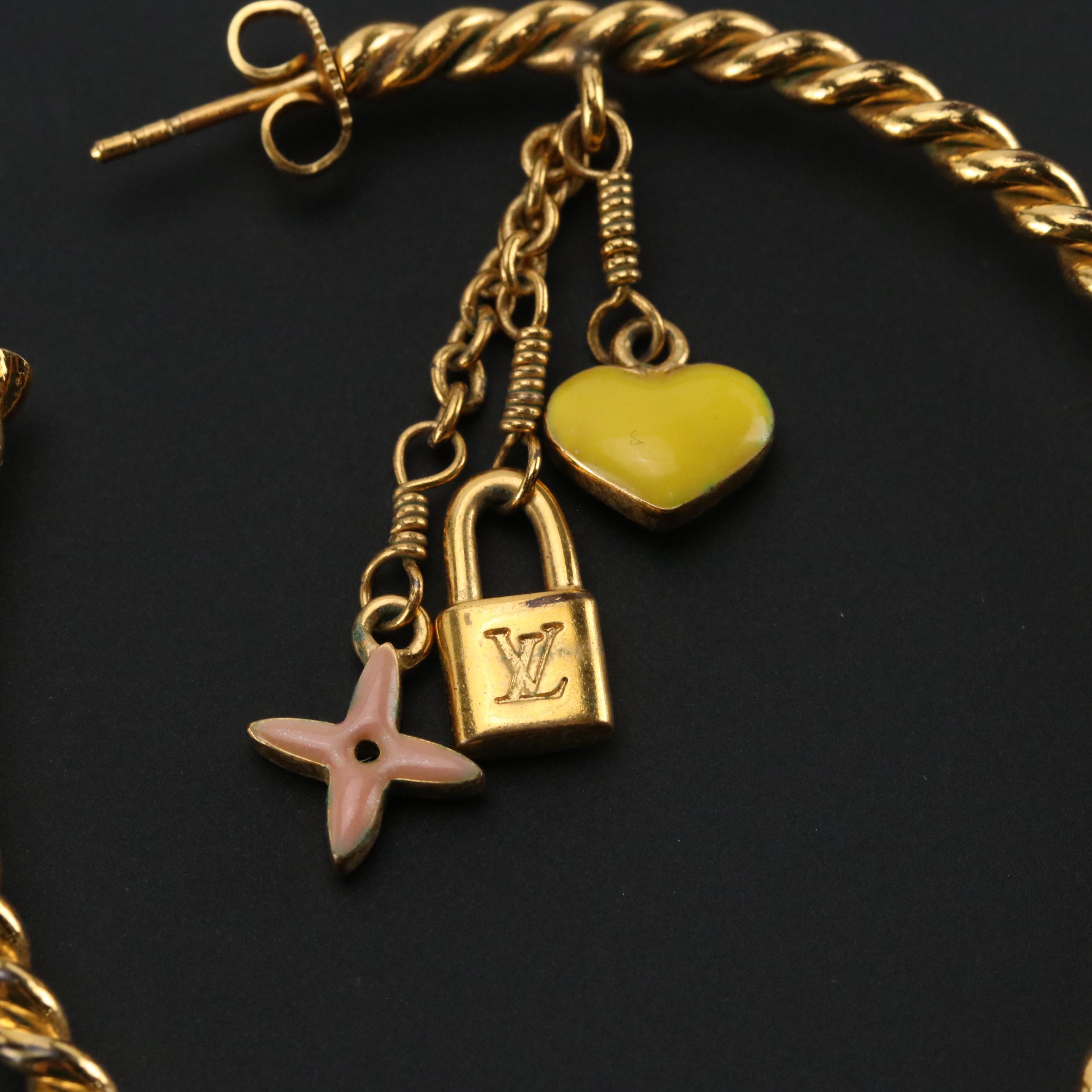 Louis Vuitton Creole Sweet Hoop Earrings with Dangling Enamel Charms