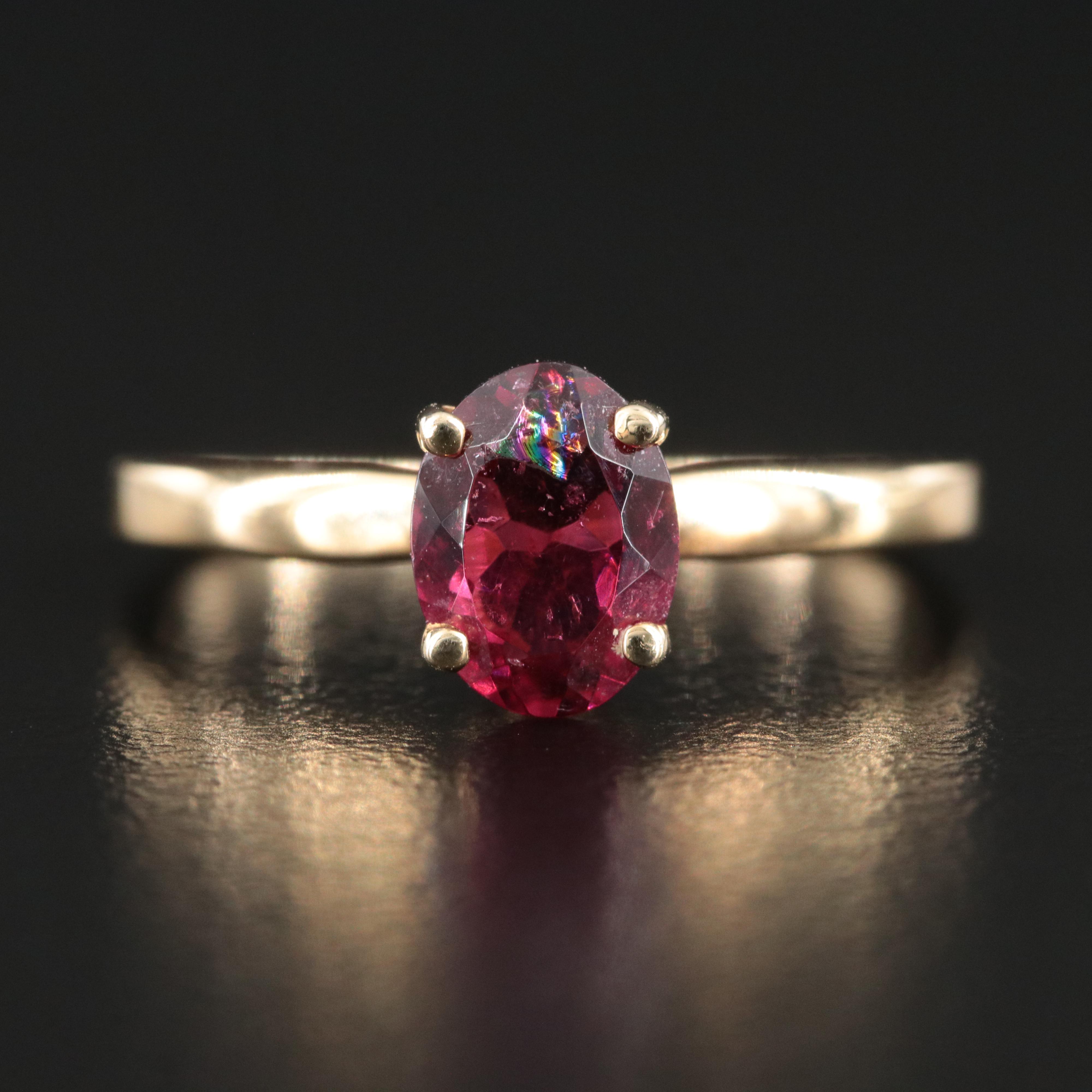 14K Rubellite Solitaire  Ring