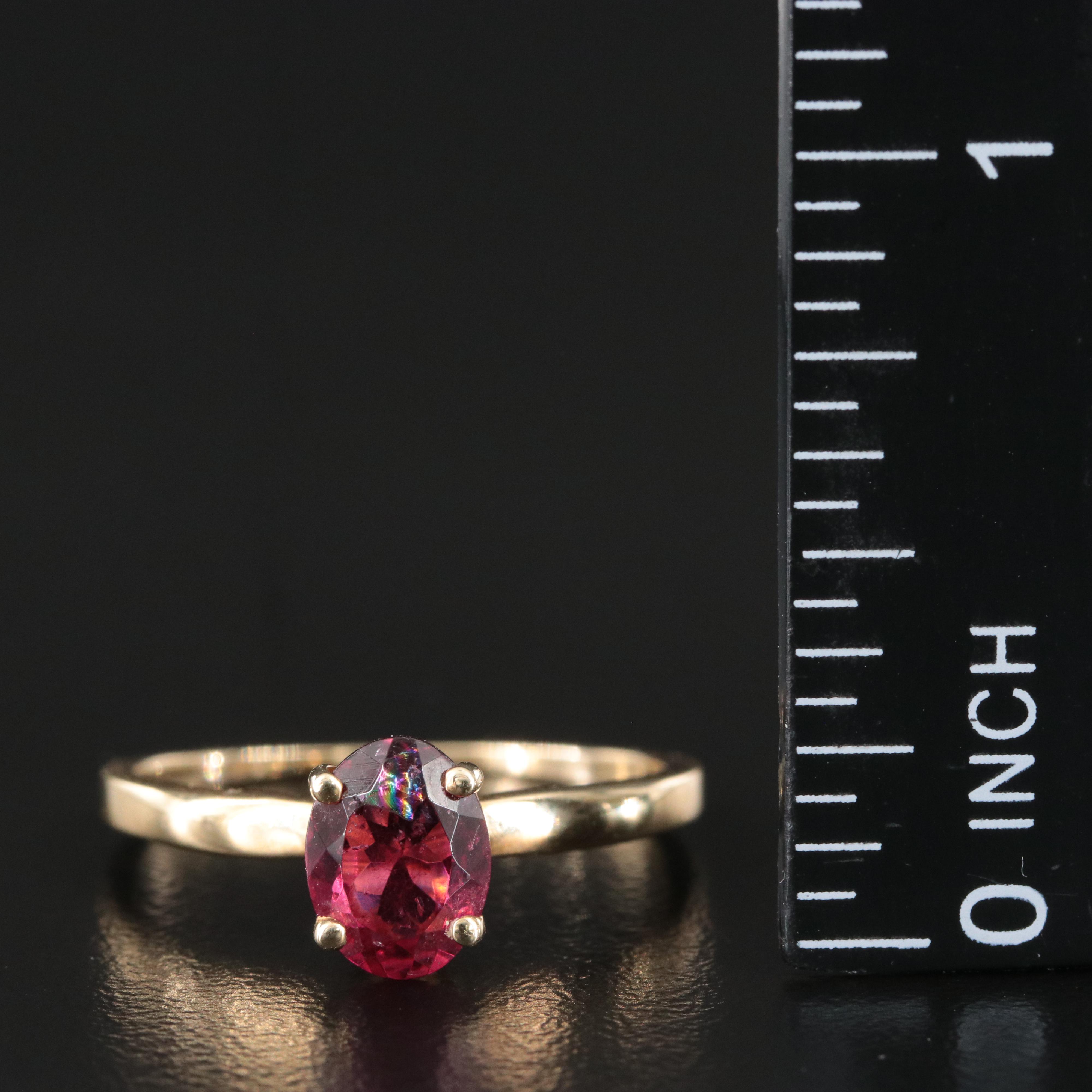 14K Rubellite Solitaire  Ring