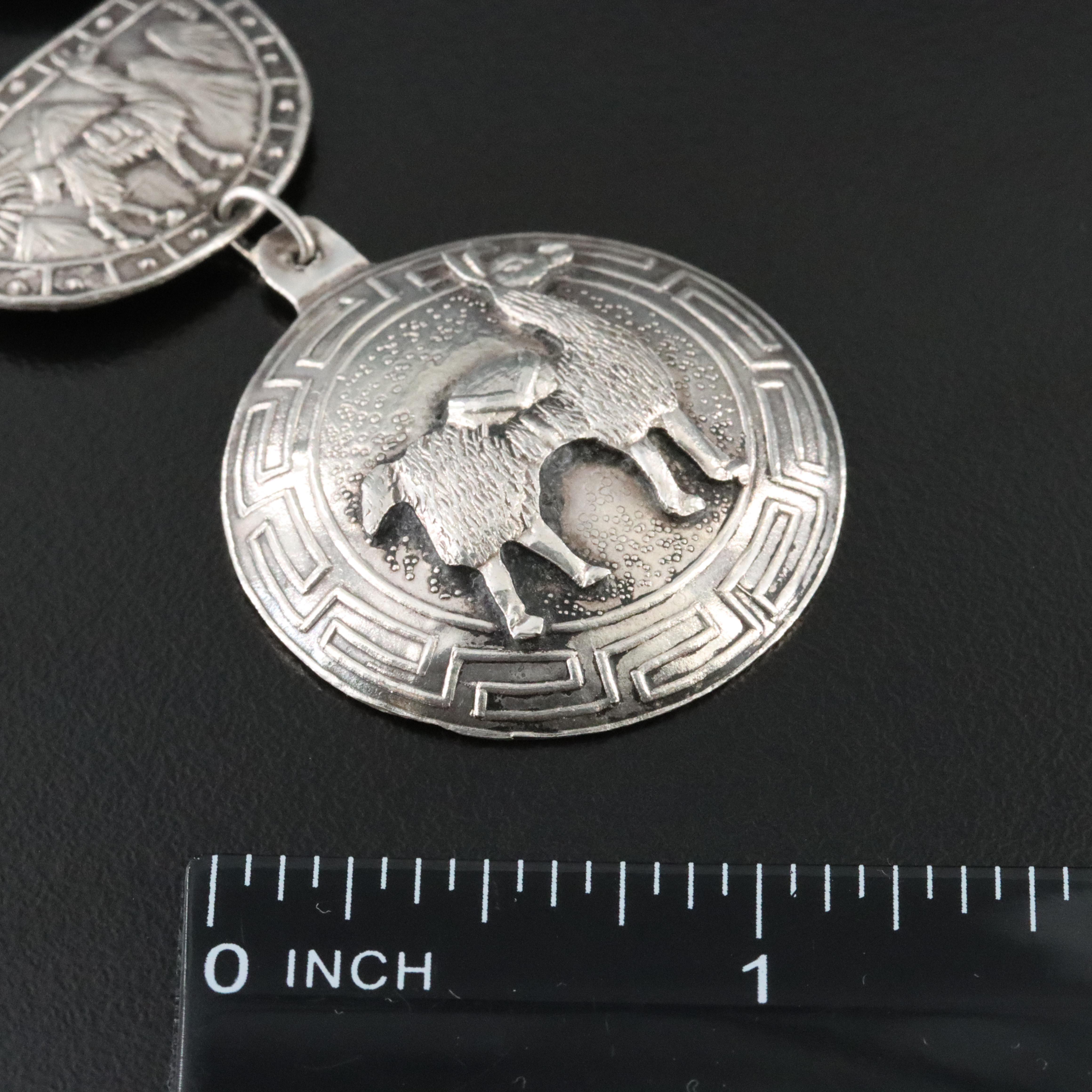 Vintage Peruvian Sterling Llama and Andes Mountains Necklace