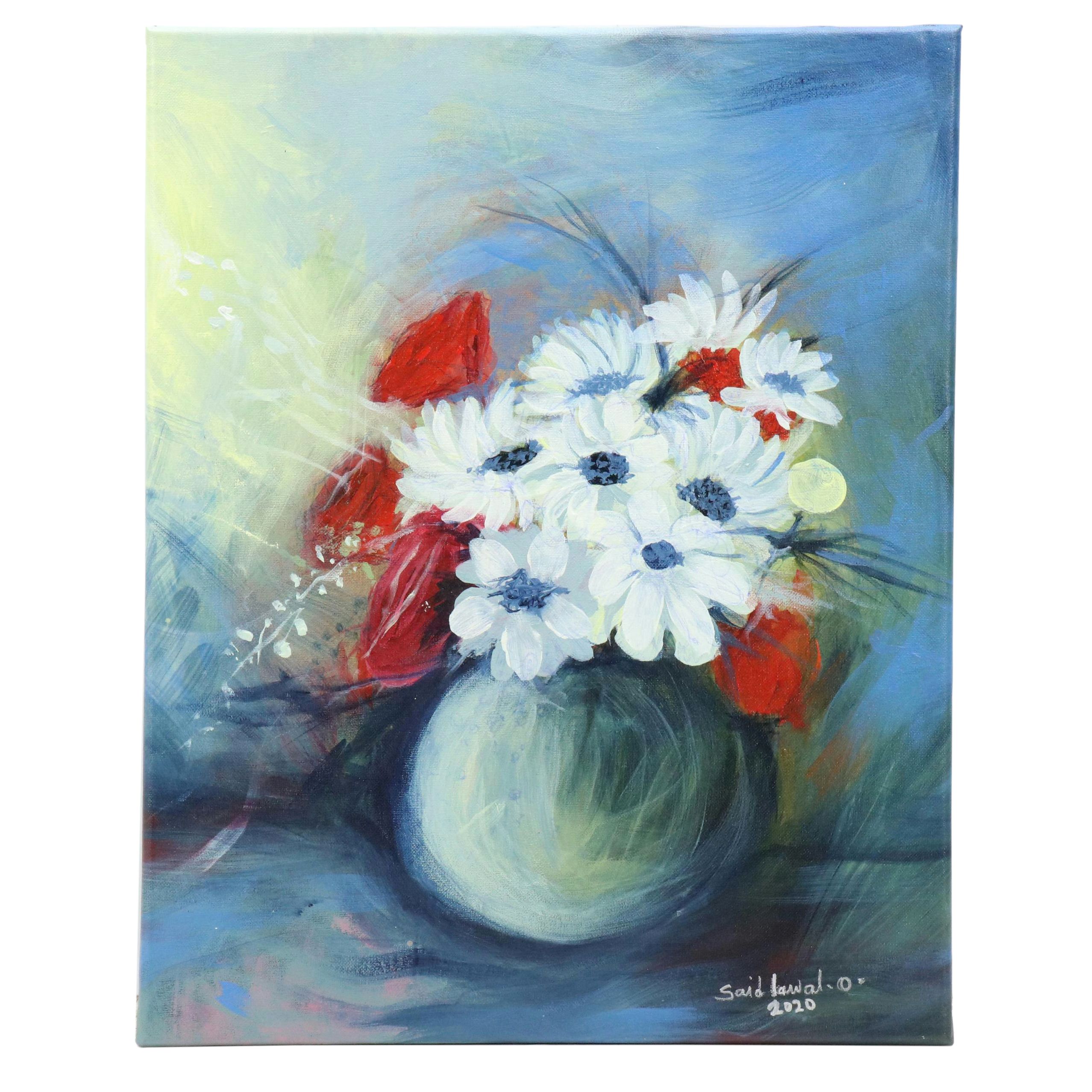Said Oladejo-lawal Floral Still Life Acrylic Painting, 2020