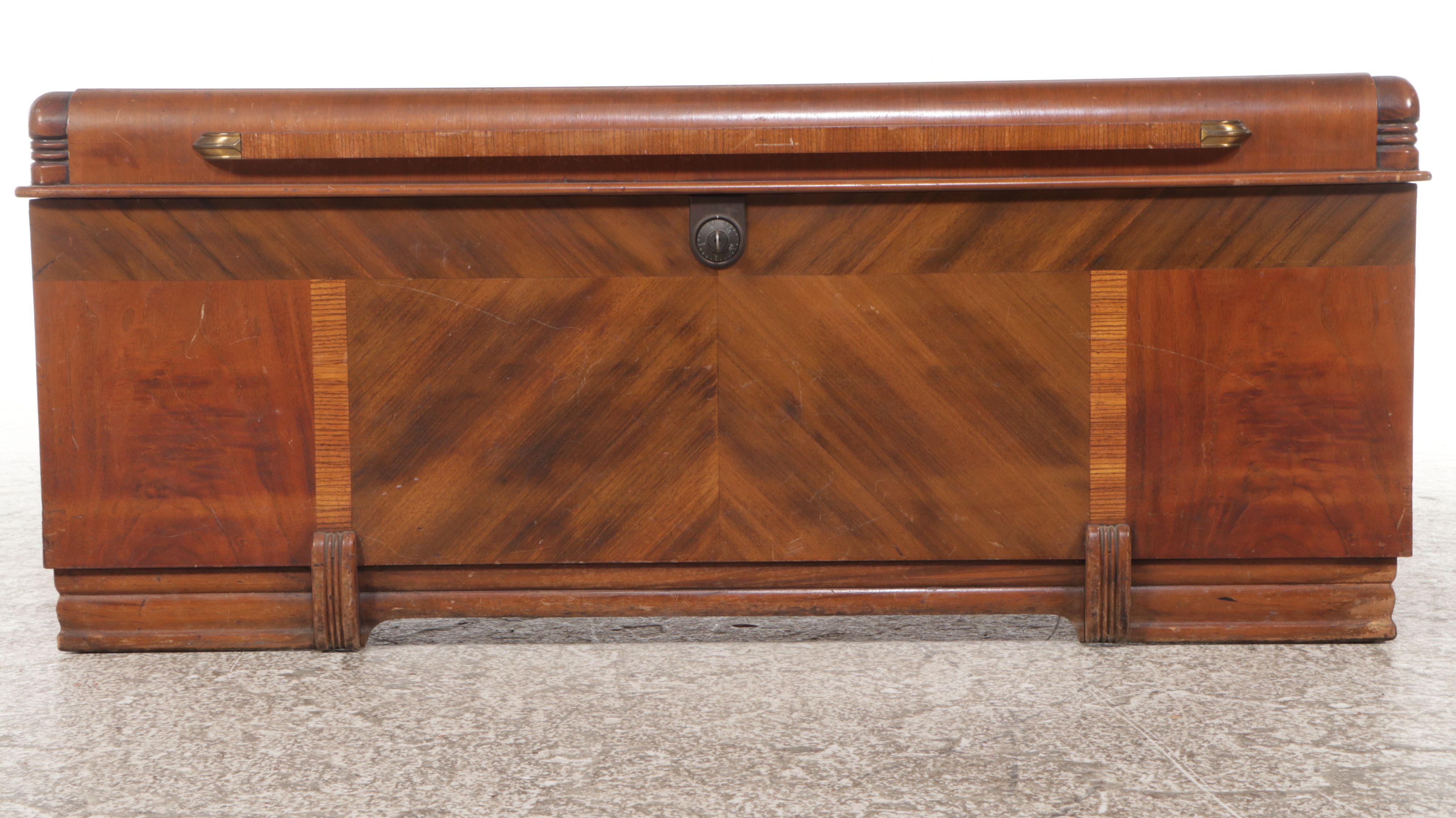 Art Deco Style Waterfall Front Mahogany Blanket Chest, Early to Mid-20th C.