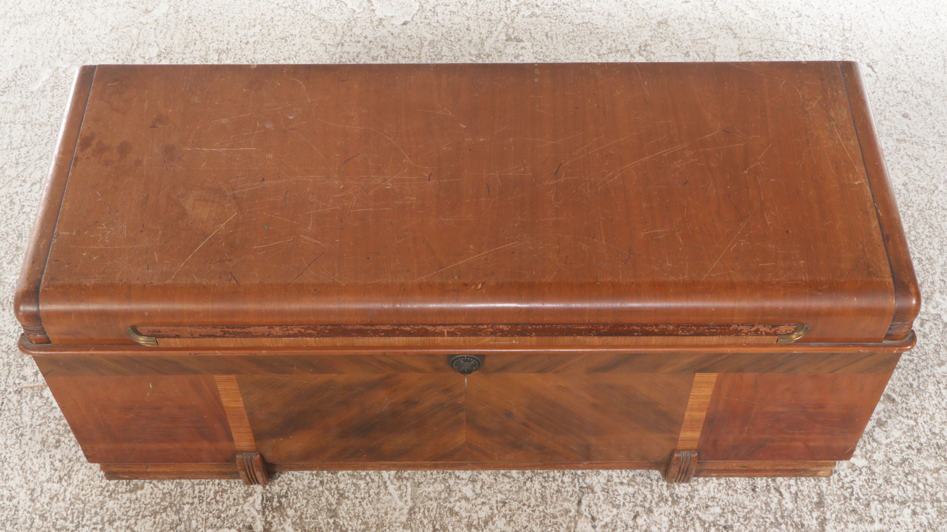 Art Deco Style Waterfall Front Mahogany Blanket Chest, Early to Mid-20th C.