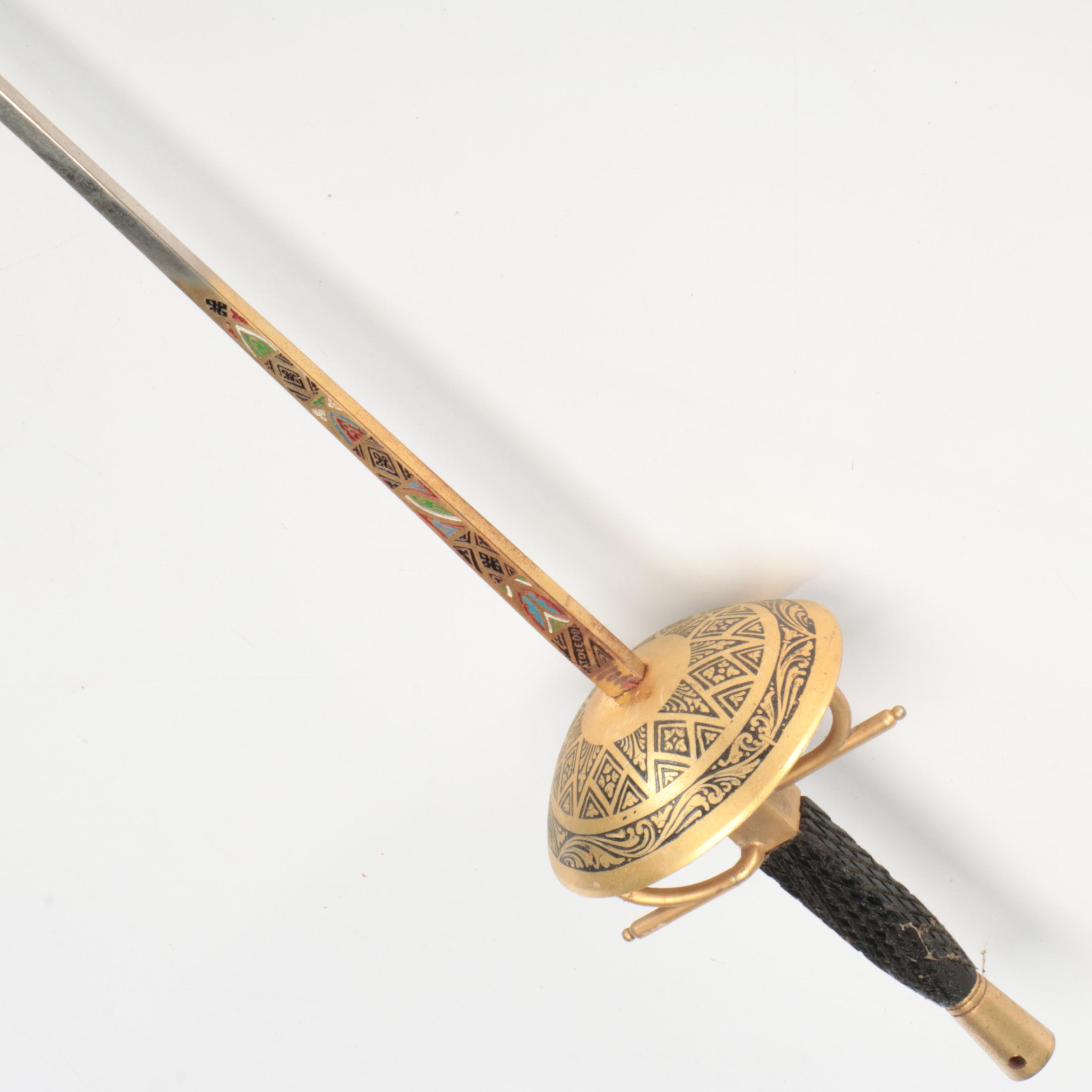 Pair of Spanish Toledo Style Brass and Enameled Foils